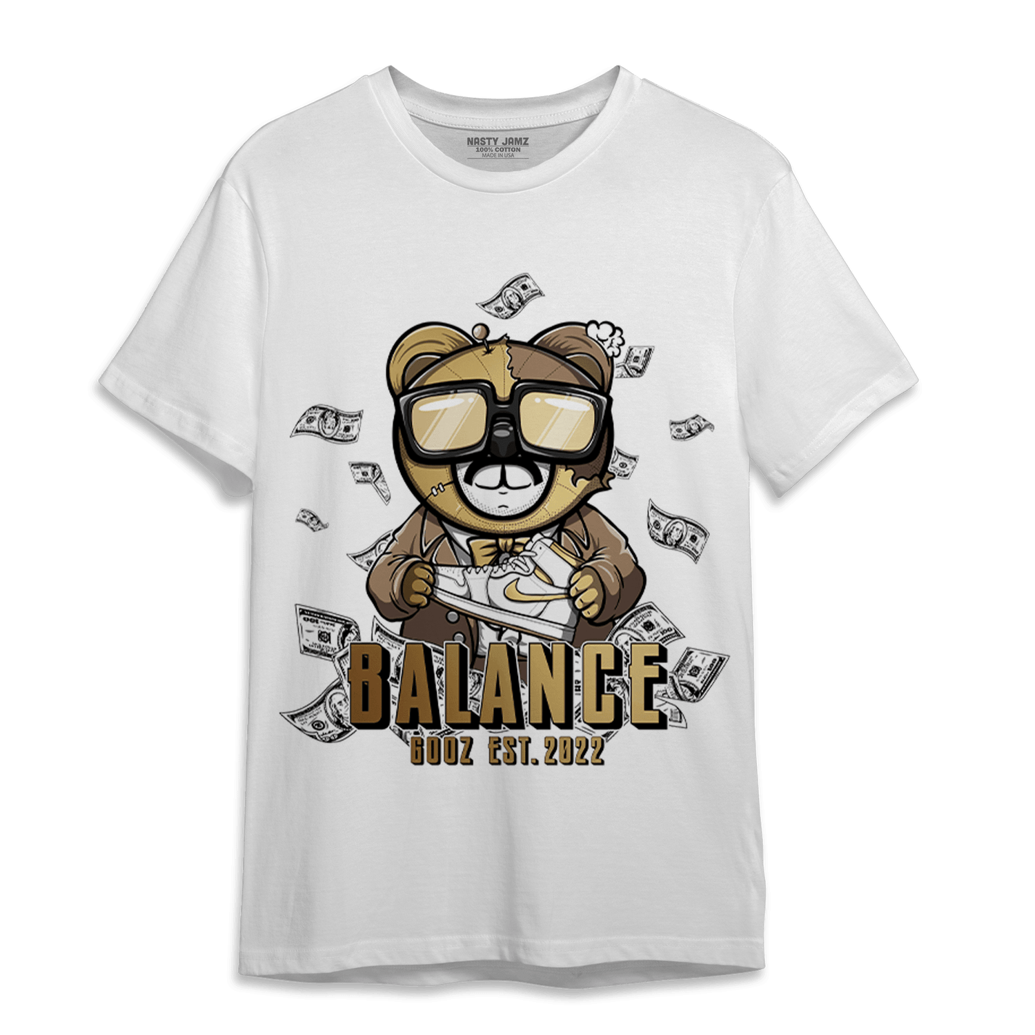 High OG Metallic Gold 1s T Shirt Match Men BER - NastyJamz