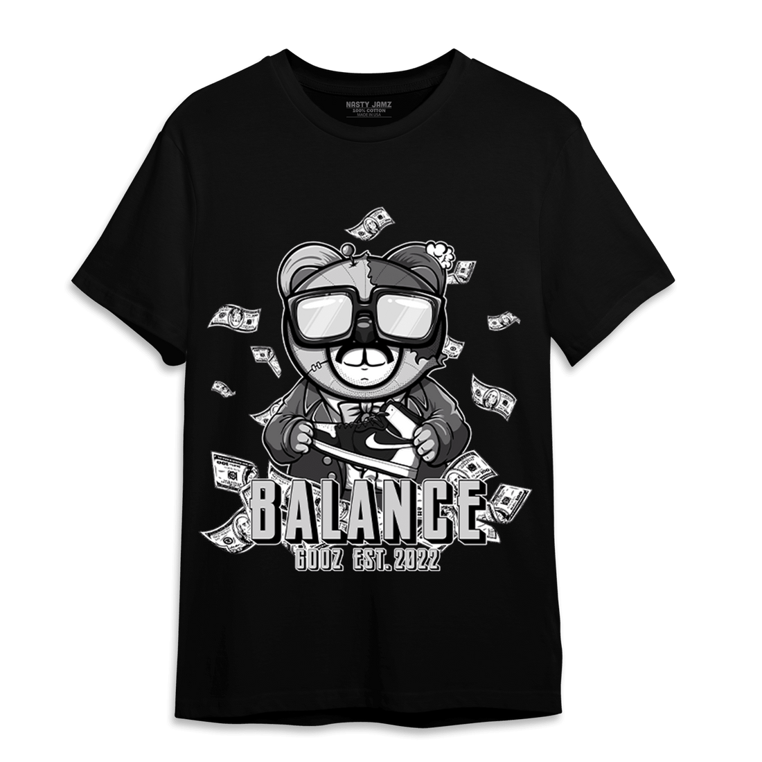 Retro High OG Black White 1s T Shirt Match Men BER - NastyJamz