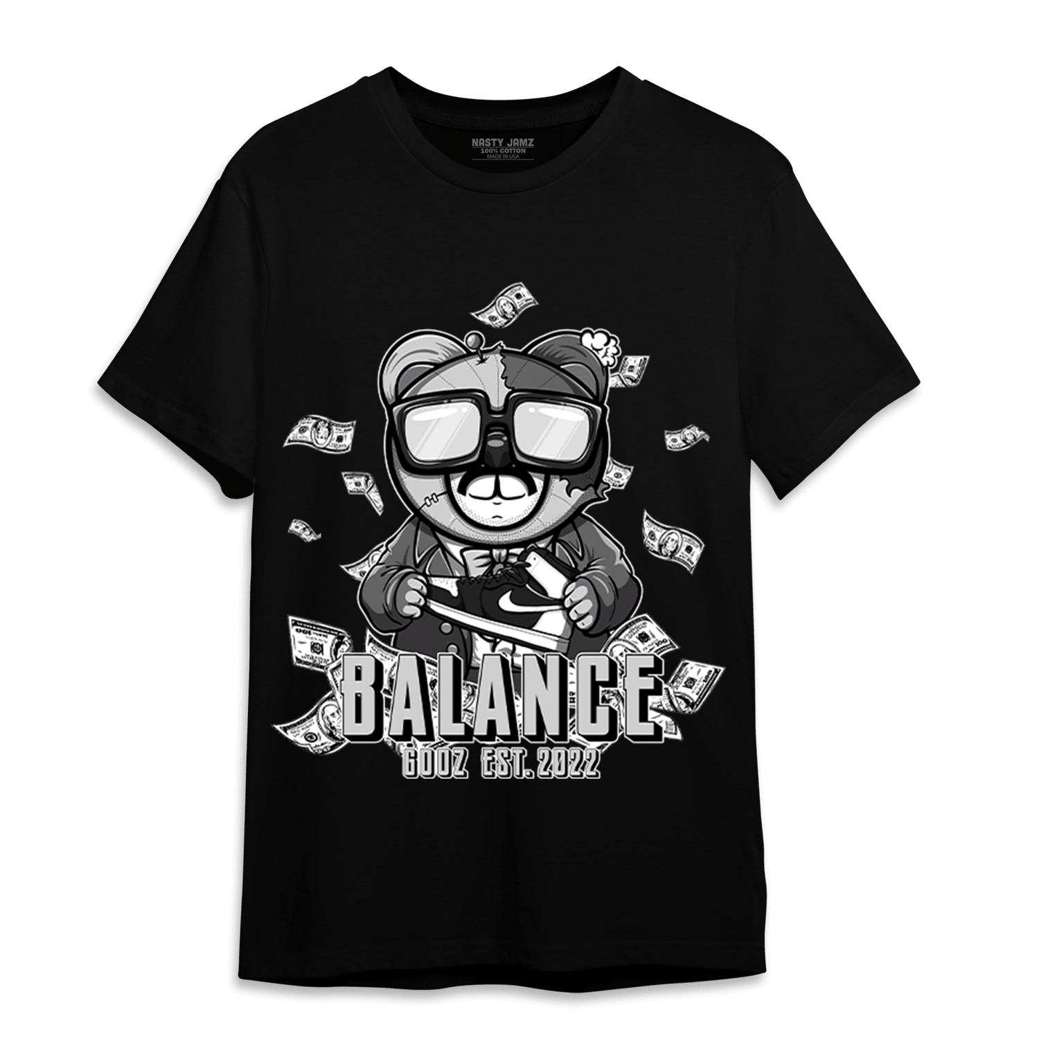 Retro High OG Black White 1s T Shirt Match Men BER - NastyJamz