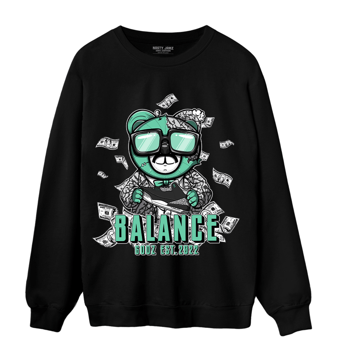 Green Glow 3s Sweatshirt Match Men BER - NastyJamz