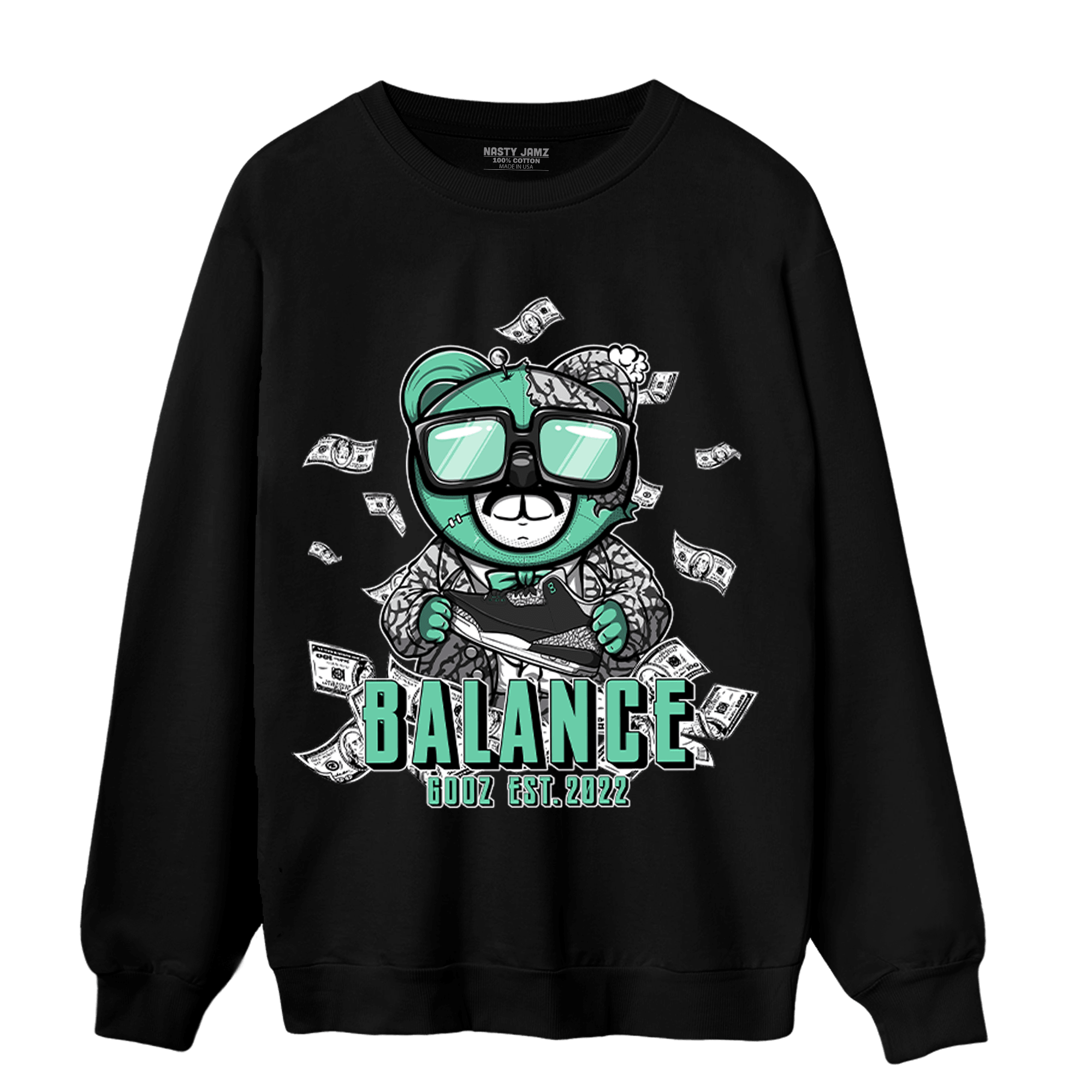 Green Glow 3s Sweatshirt Match Men BER - NastyJamz