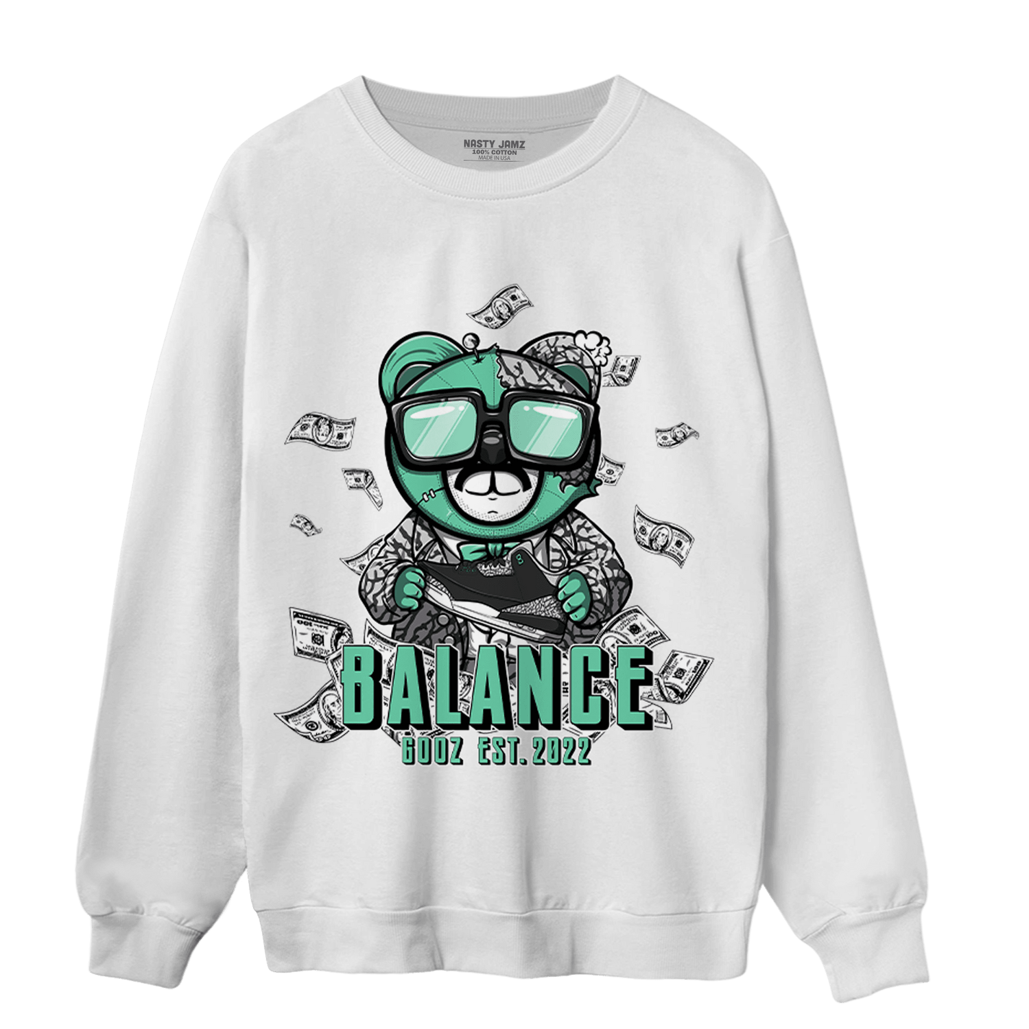 Green Glow 3s Sweatshirt Match Men BER - NastyJamz