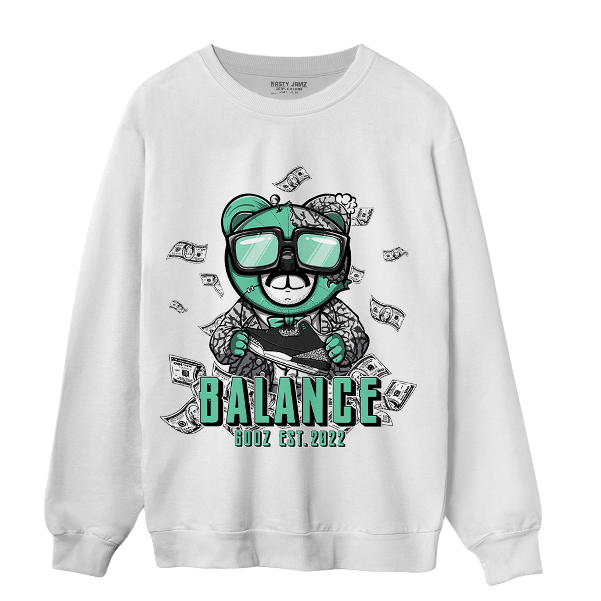 Green Glow 3s Sweatshirt Match Men BER - NastyJamz