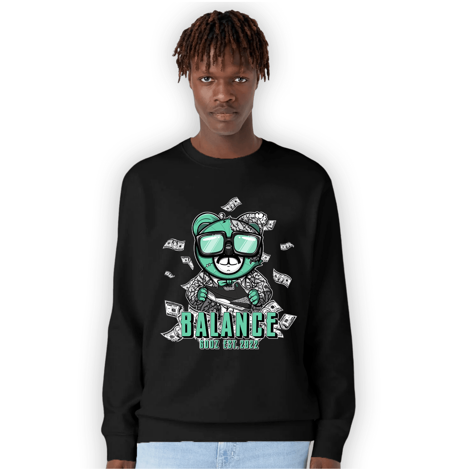 Green Glow 3s Sweatshirt Match Men BER - NastyJamz