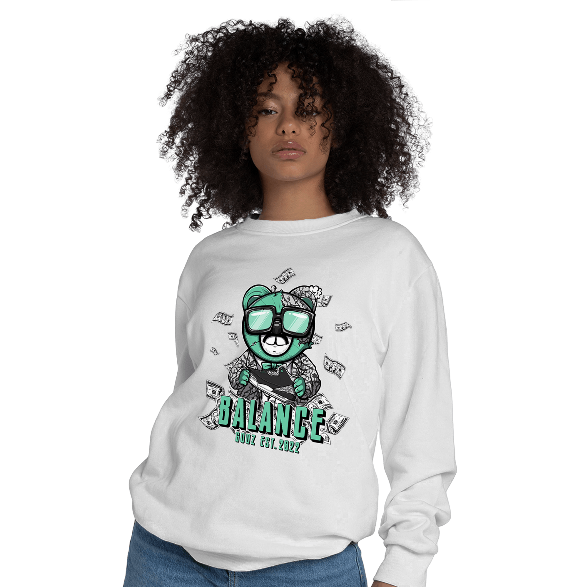 Green Glow 3s Sweatshirt Match Men BER - NastyJamz