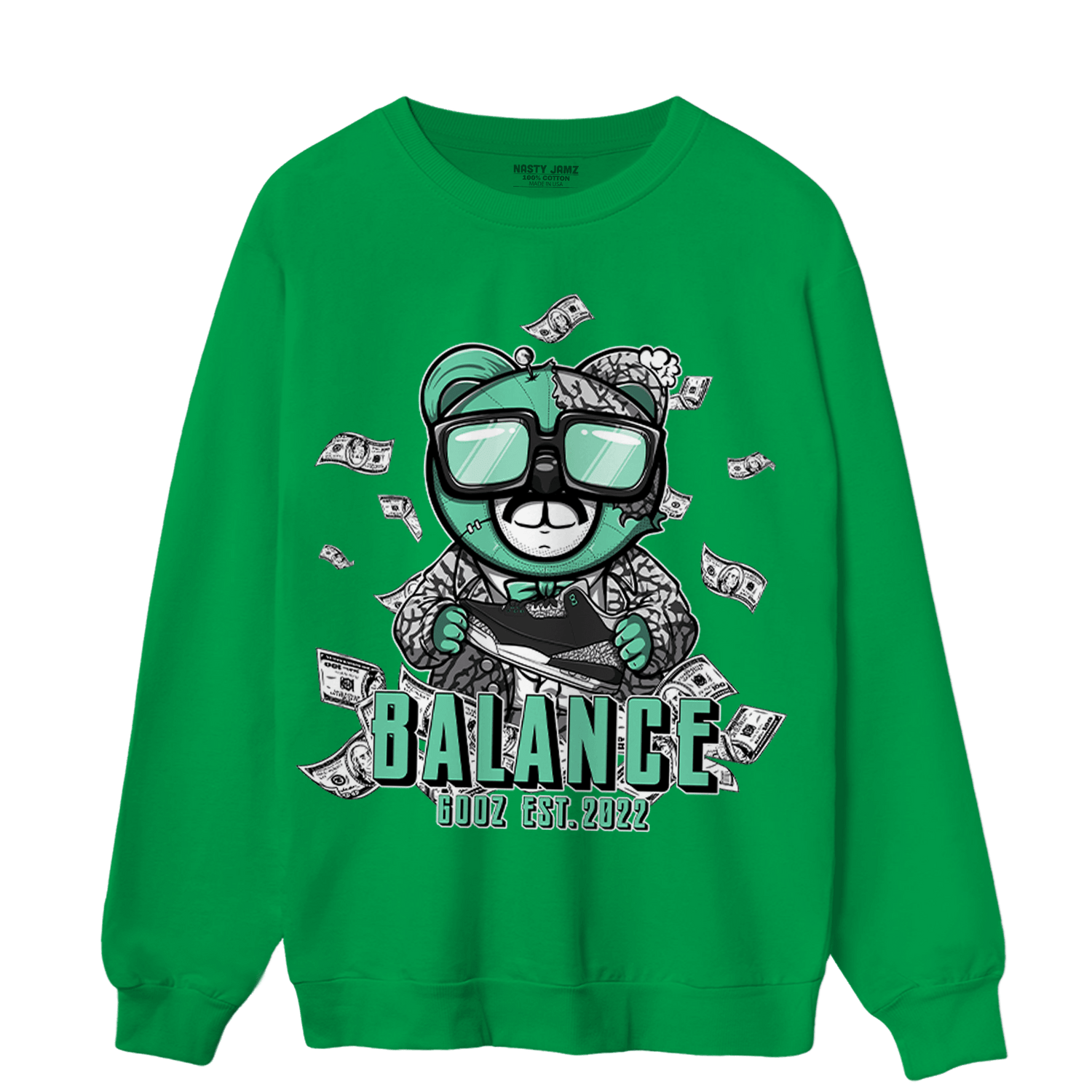 Green Glow 3s Sweatshirt Match Men BER - NastyJamz