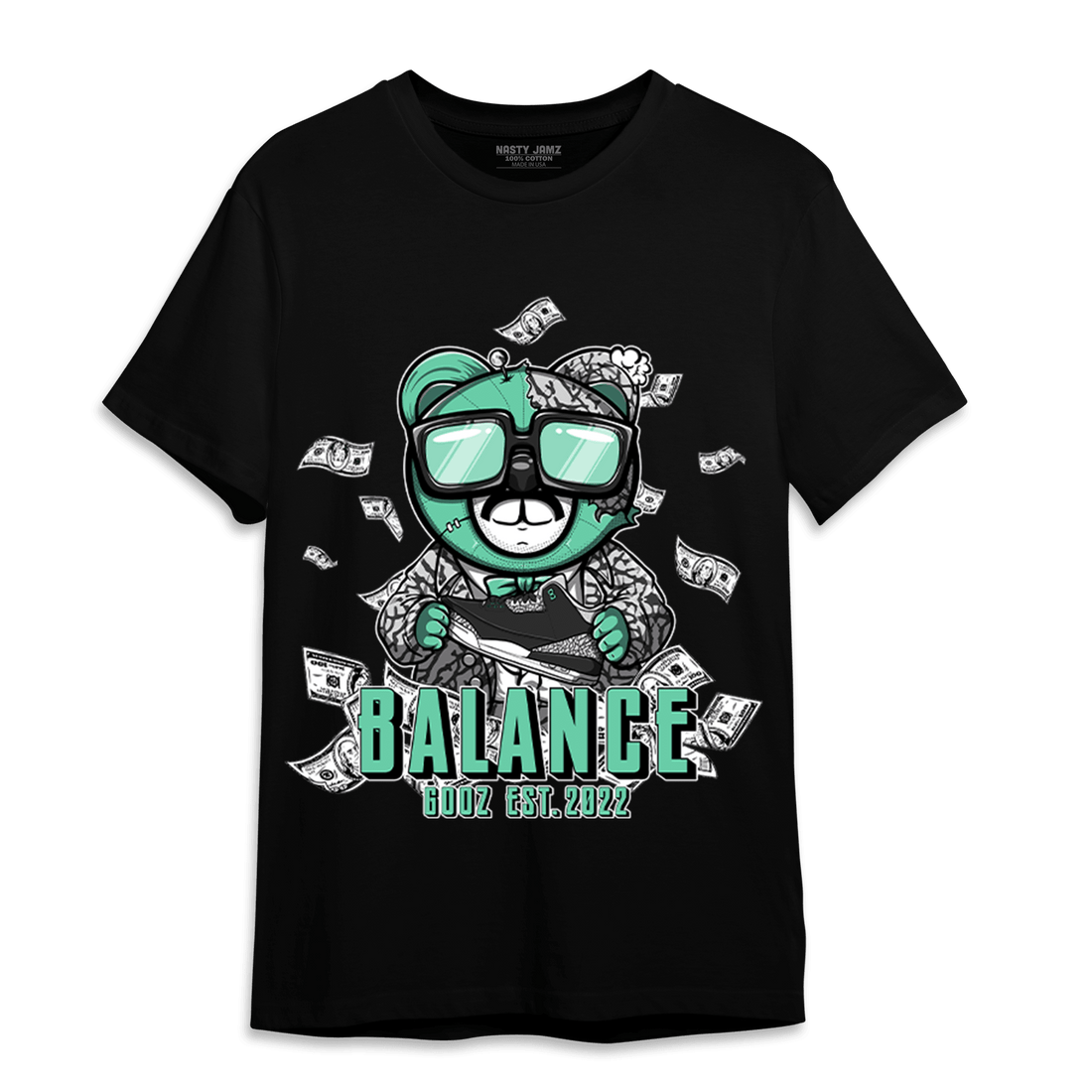 Green Glow 3s T Shirt Match Men BER - NastyJamz