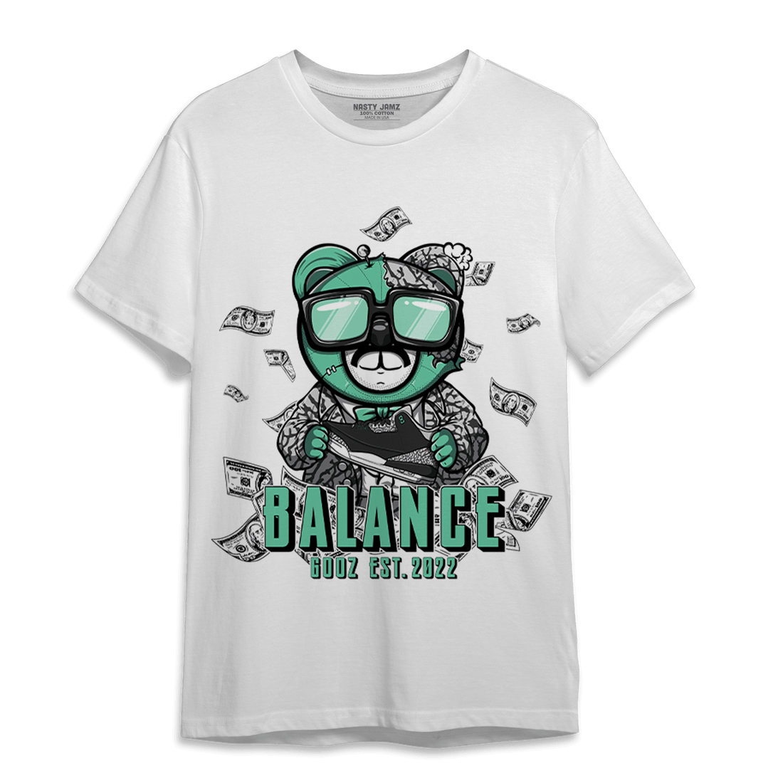 Green Glow 3s T Shirt Match Men BER - NastyJamz