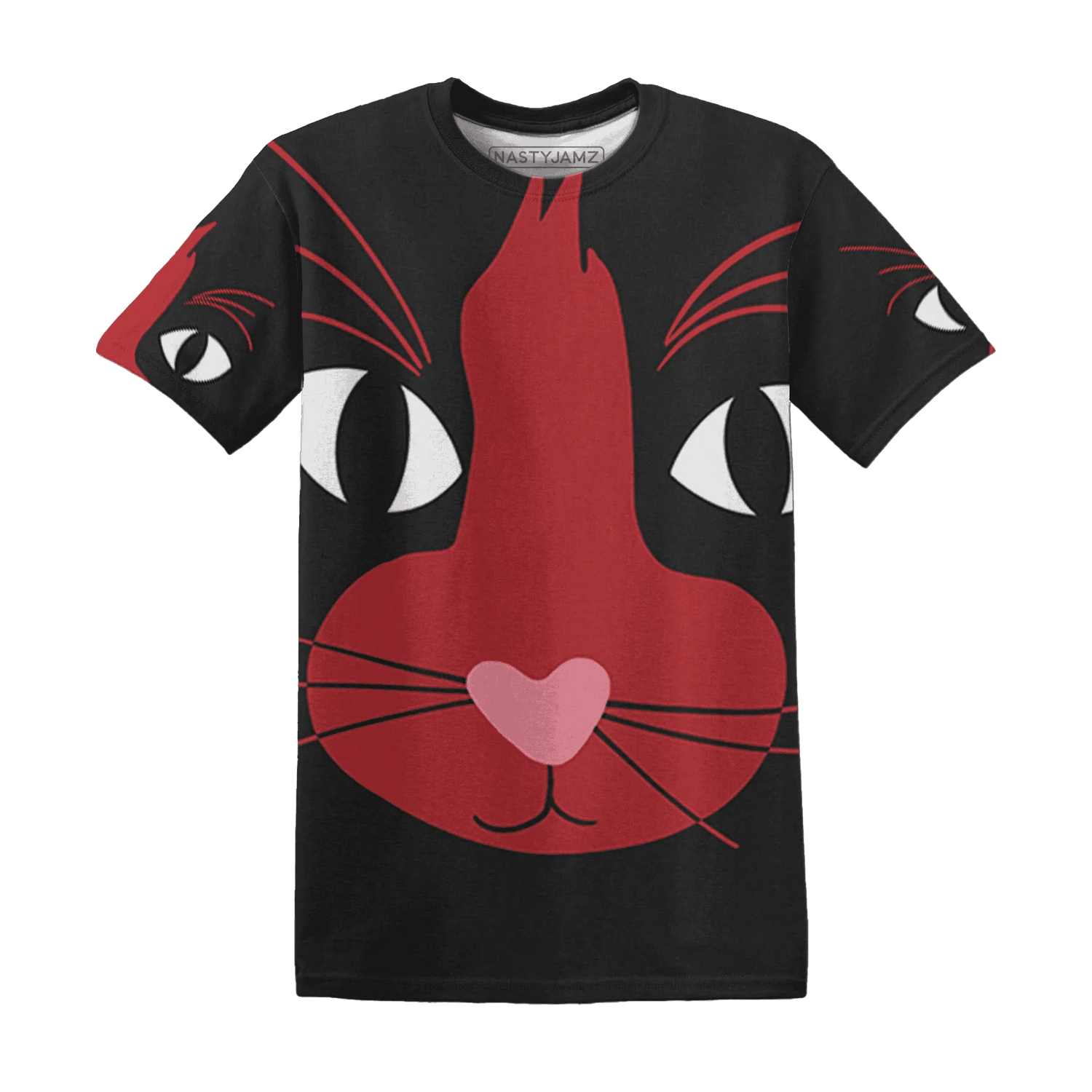 Black-Toe-Reimagined-Red-White-1s-NastyJamz-T-Shirt-Match-Meow-3D