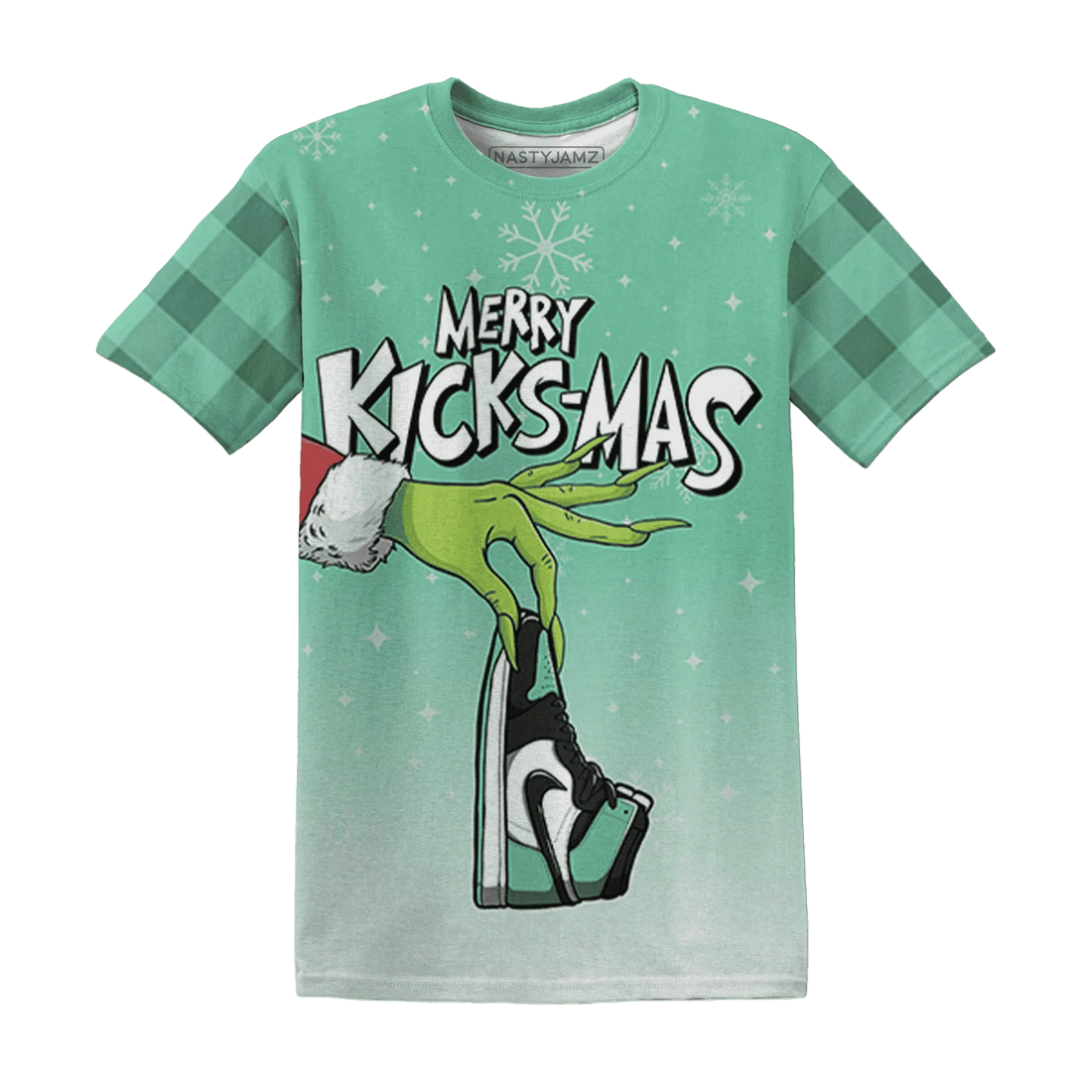 High-OG-Green-Glow-1s-NastyJamz-T-Shirt-Match-Merry-Kicksmas-3D