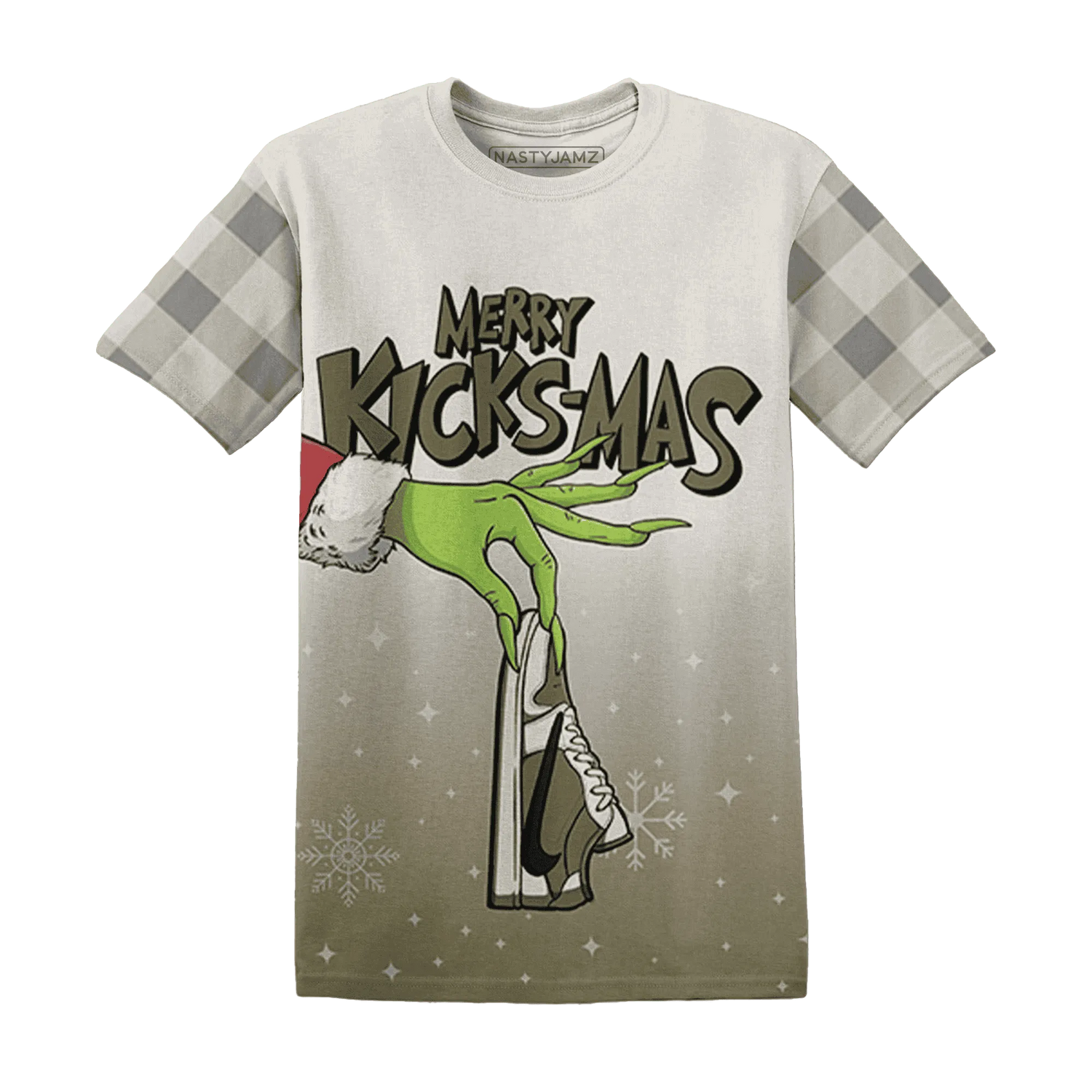 Medium-Olive-1s-NastyJamz-T-Shirt-Match-Merry-Kicksmas-3D