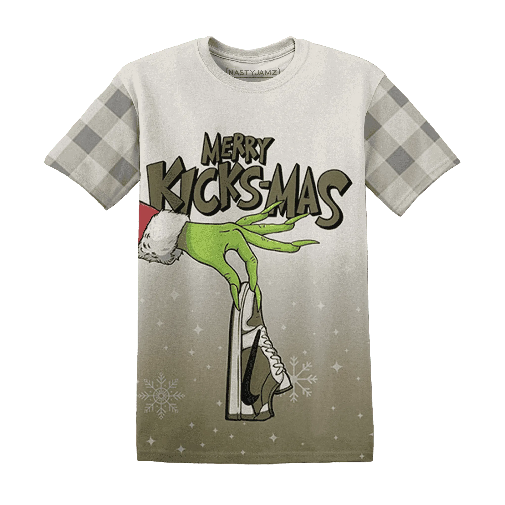 Medium-Olive-1s-NastyJamz-T-Shirt-Match-Merry-Kicksmas-3D