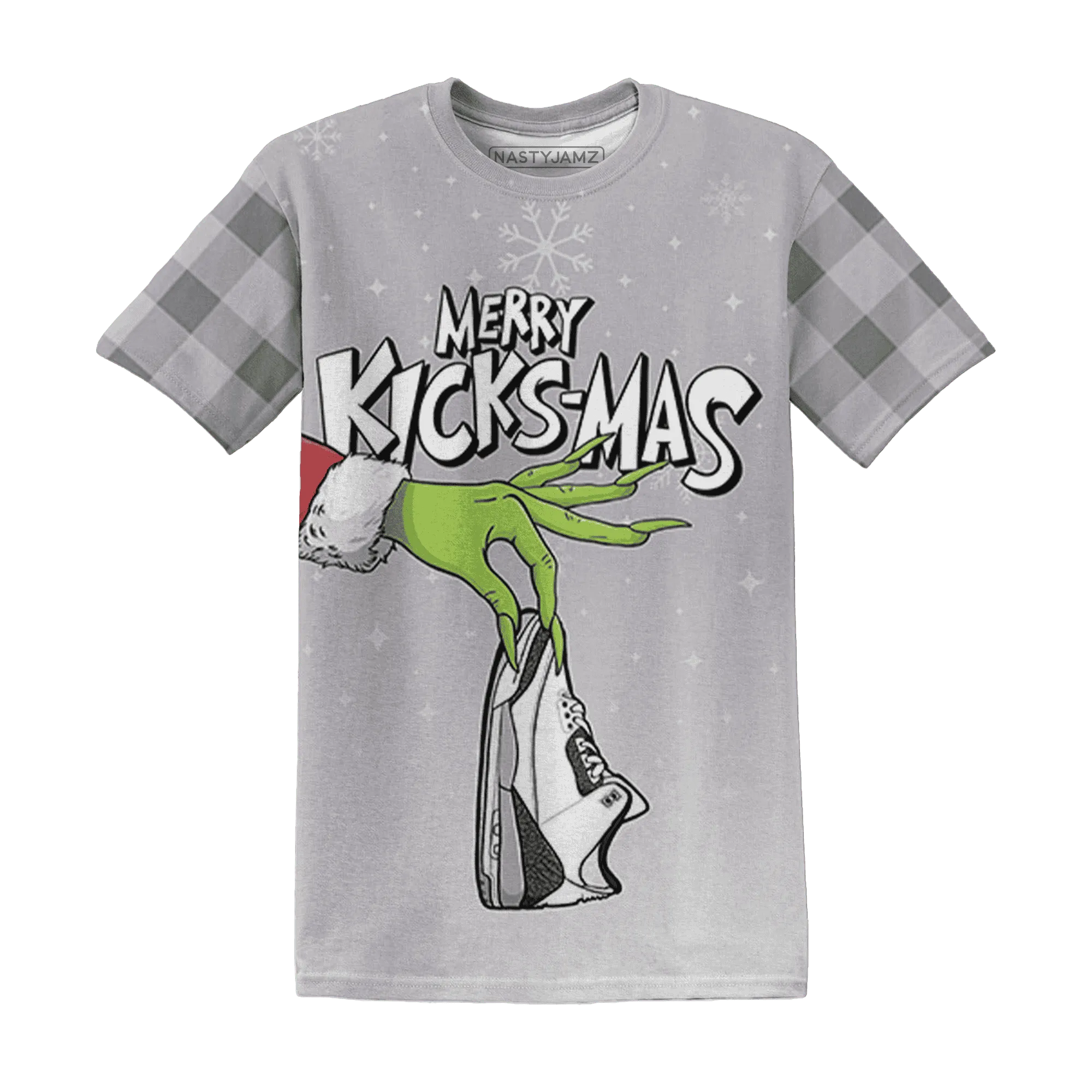 Cement-Grey-3s-NastyJamz-T-Shirt-Match-Merry-Kicksmas-3D