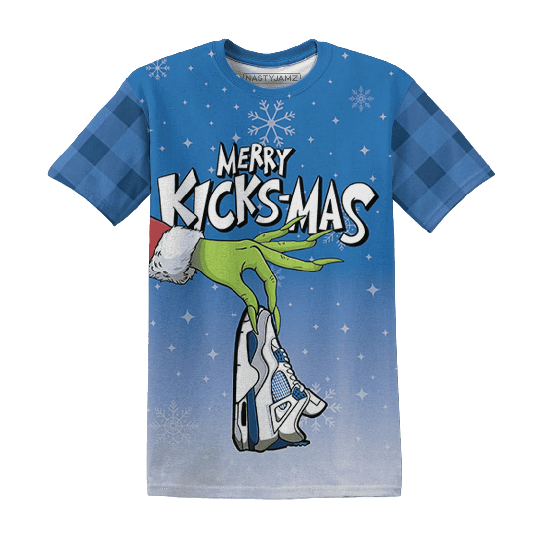 Industrial-Blue-4s-NastyJamz-T-Shirt-Match-Merry-Kicksmas-3D