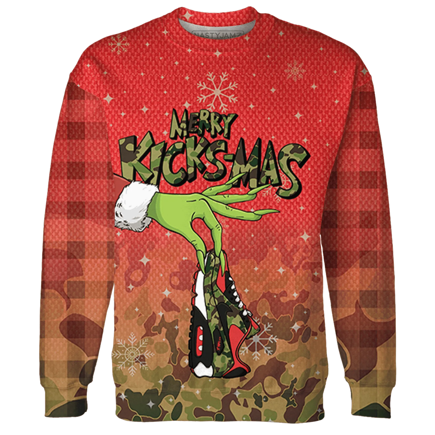 AM-90-Dark-Sage-Solar-Red-NastyJamz-Sweatshirt-Match-Merry-Kicksmas-3D