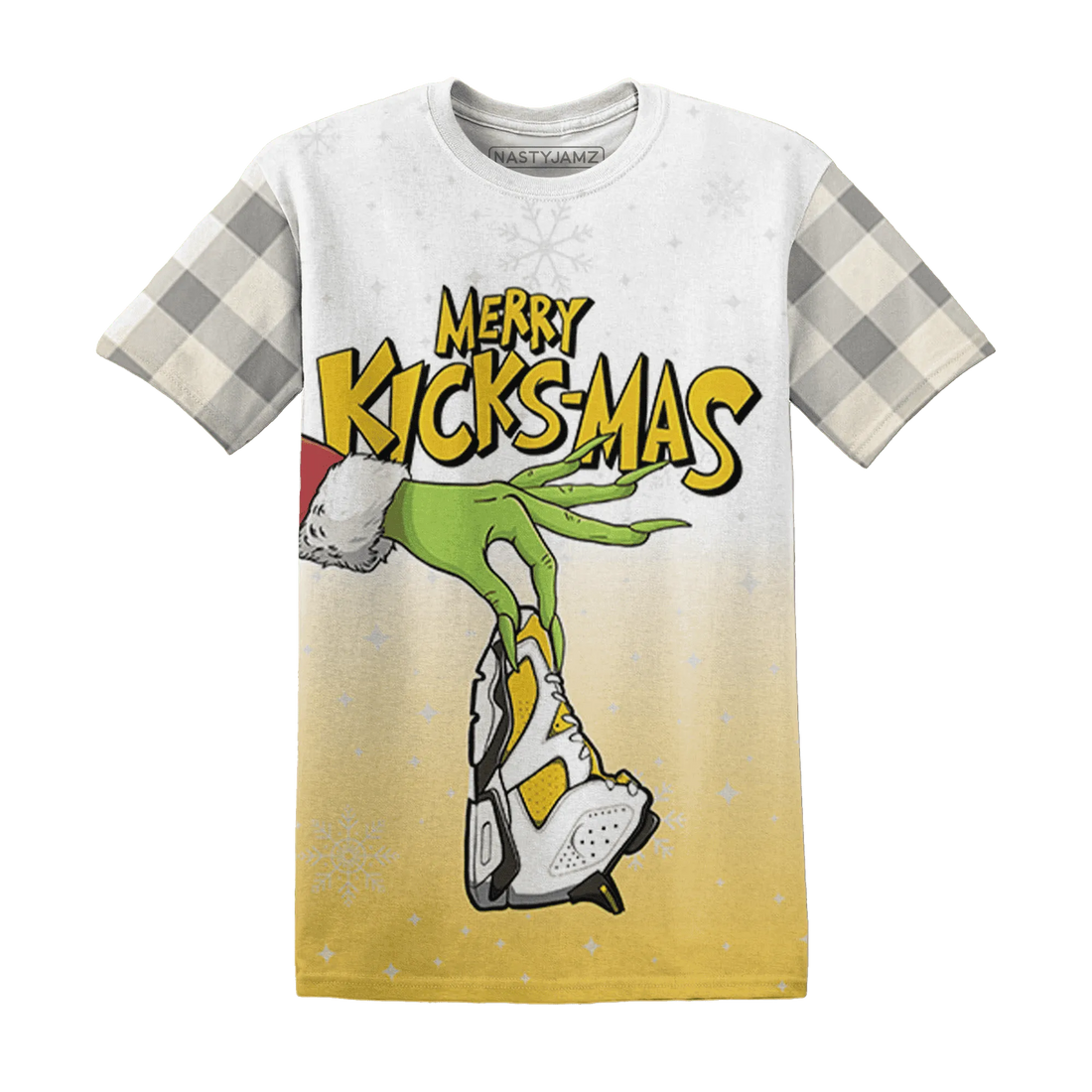 Yellow-Ochre-6s-NastyJamz-T-Shirt-Match-Merry-Kicksmas-3D