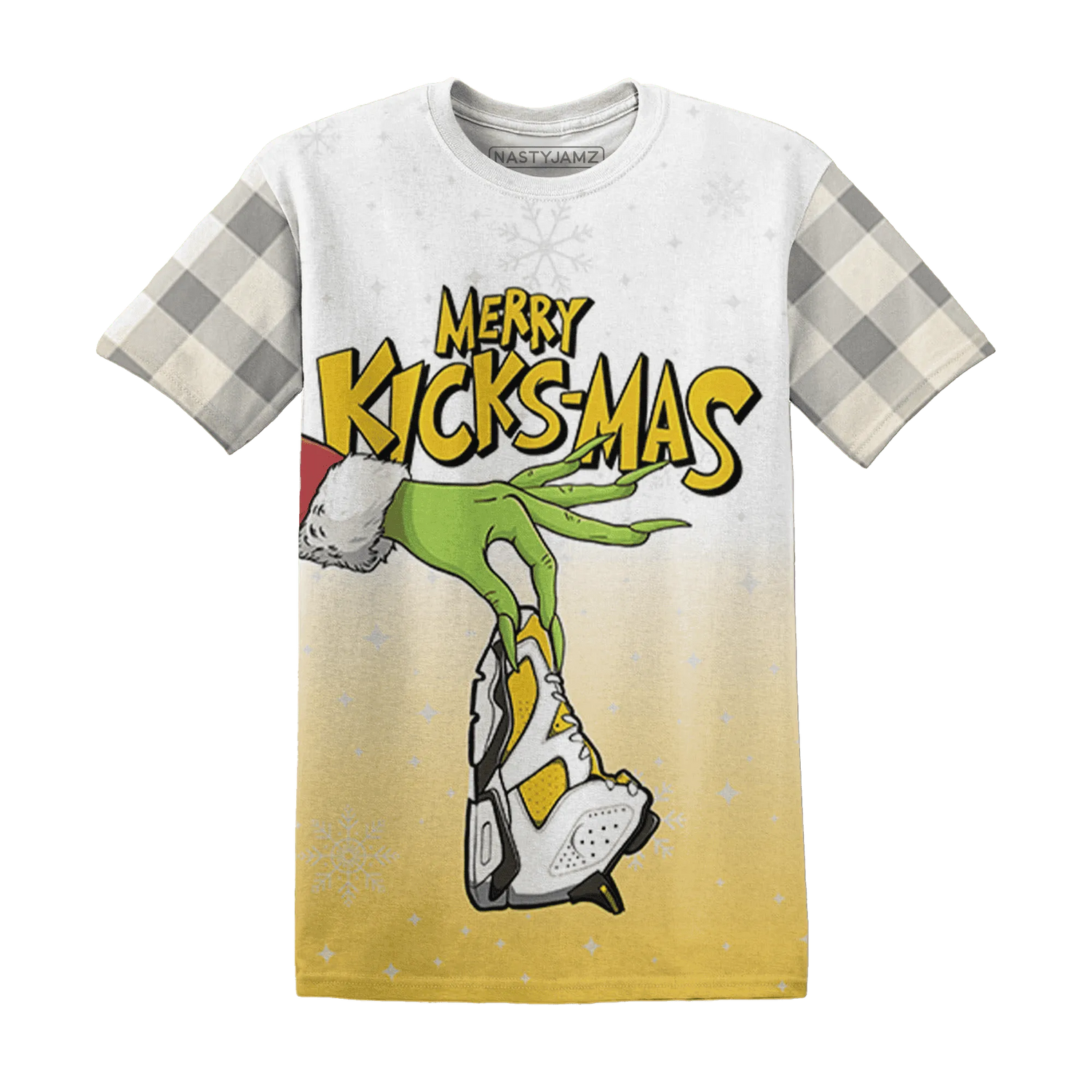 Yellow-Ochre-6s-NastyJamz-T-Shirt-Match-Merry-Kicksmas-3D