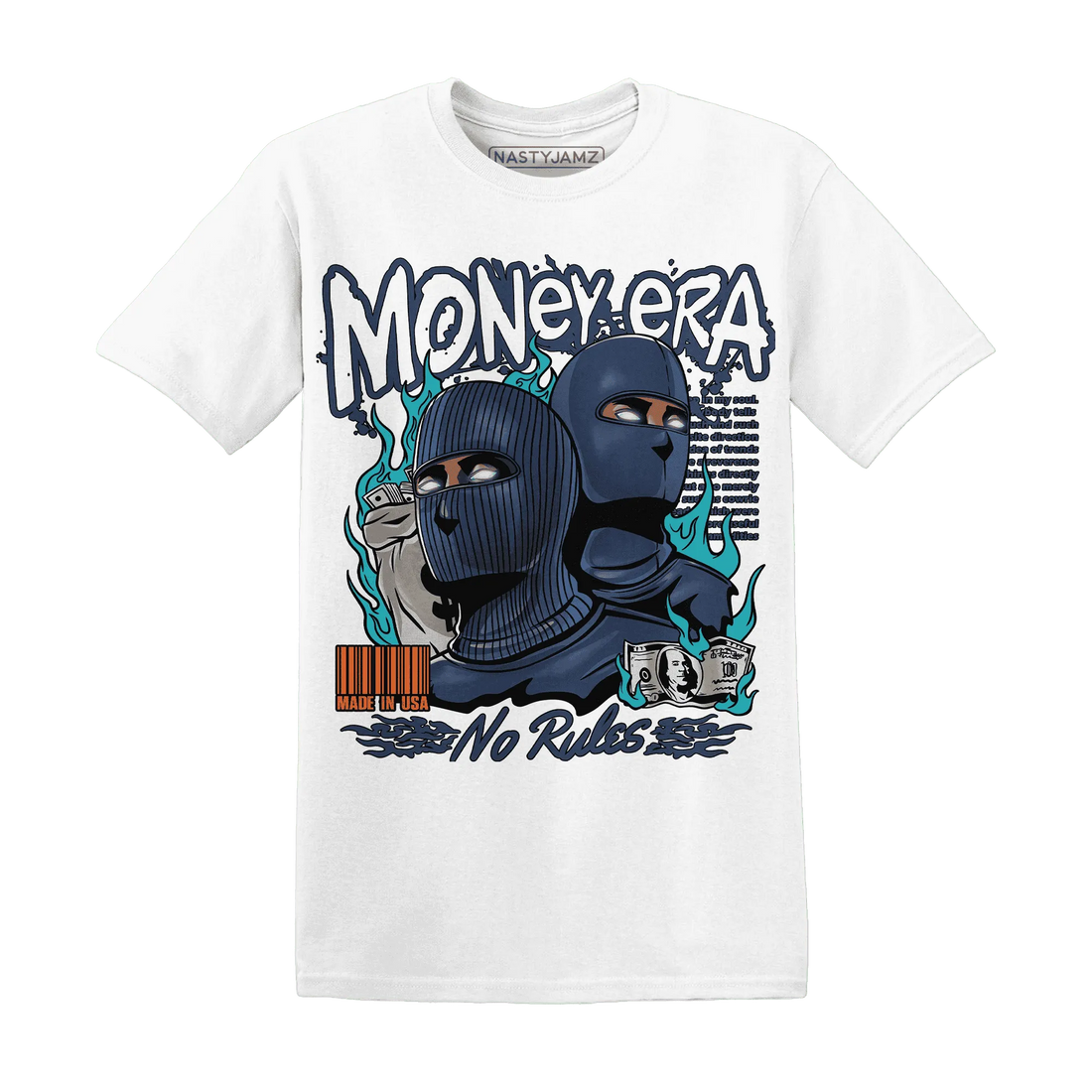 NastyJamz-AM-Plus-Drift-Midnight-Navy-Total-Orange-Dusty-Cactus-T-Shirt-Match-Money-Era