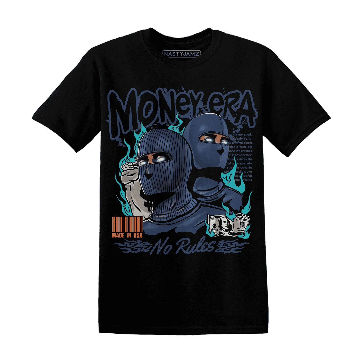 NastyJamz-AM-Plus-Drift-Midnight-Navy-Total-Orange-Dusty-Cactus-T-Shirt-Match-Money-Era