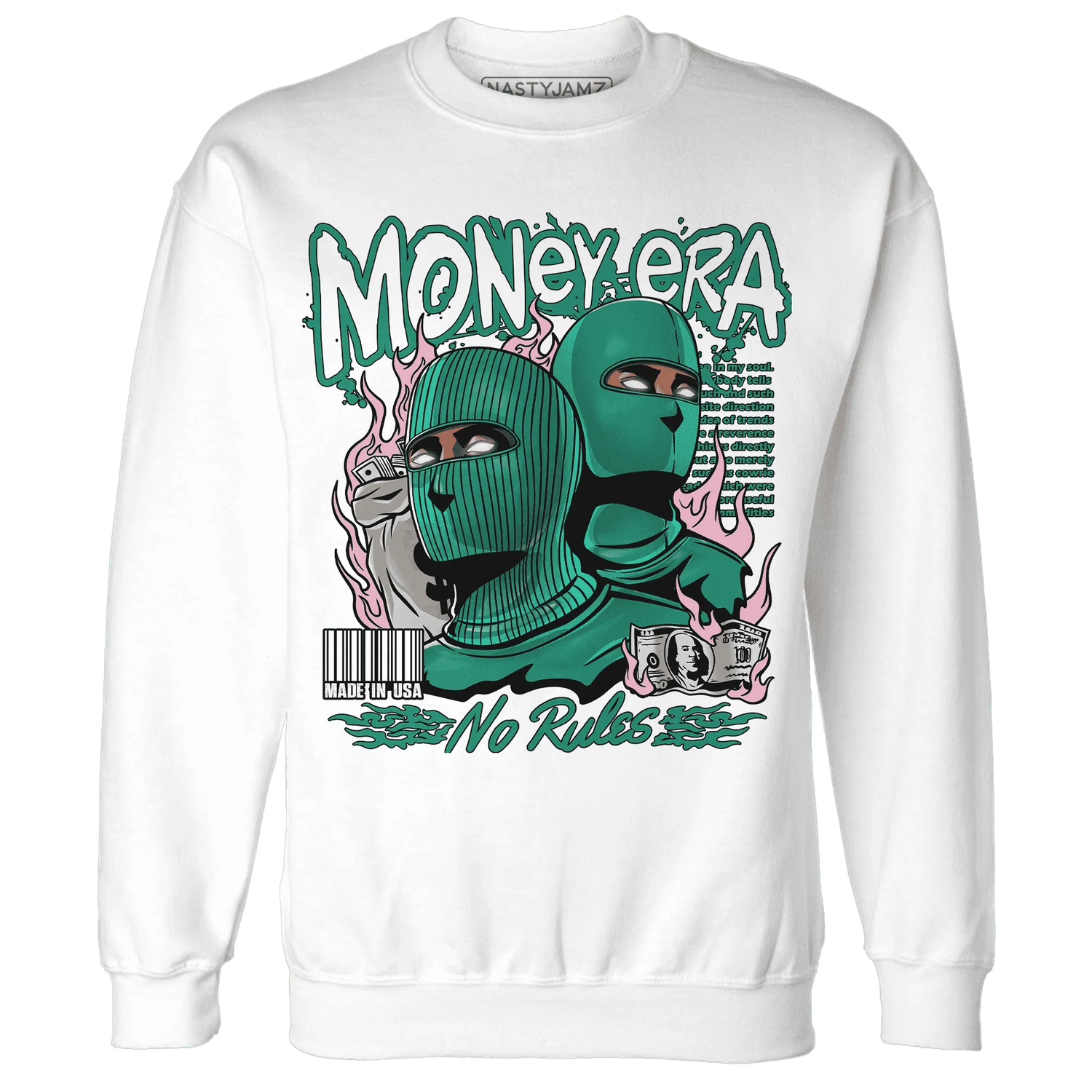 NastyJamz-Dunk-Pink-Malachite-Medium-Soft-Low-Sail-Sweatshirt-Match-Money-Era