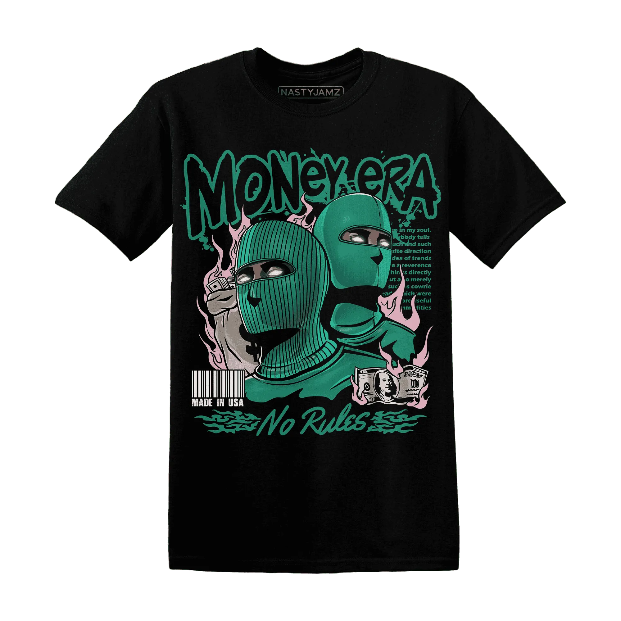 NastyJamz-Dunk-Pink-Malachite-Medium-Soft-Low-Sail-T-Shirt-Match-Money-Era