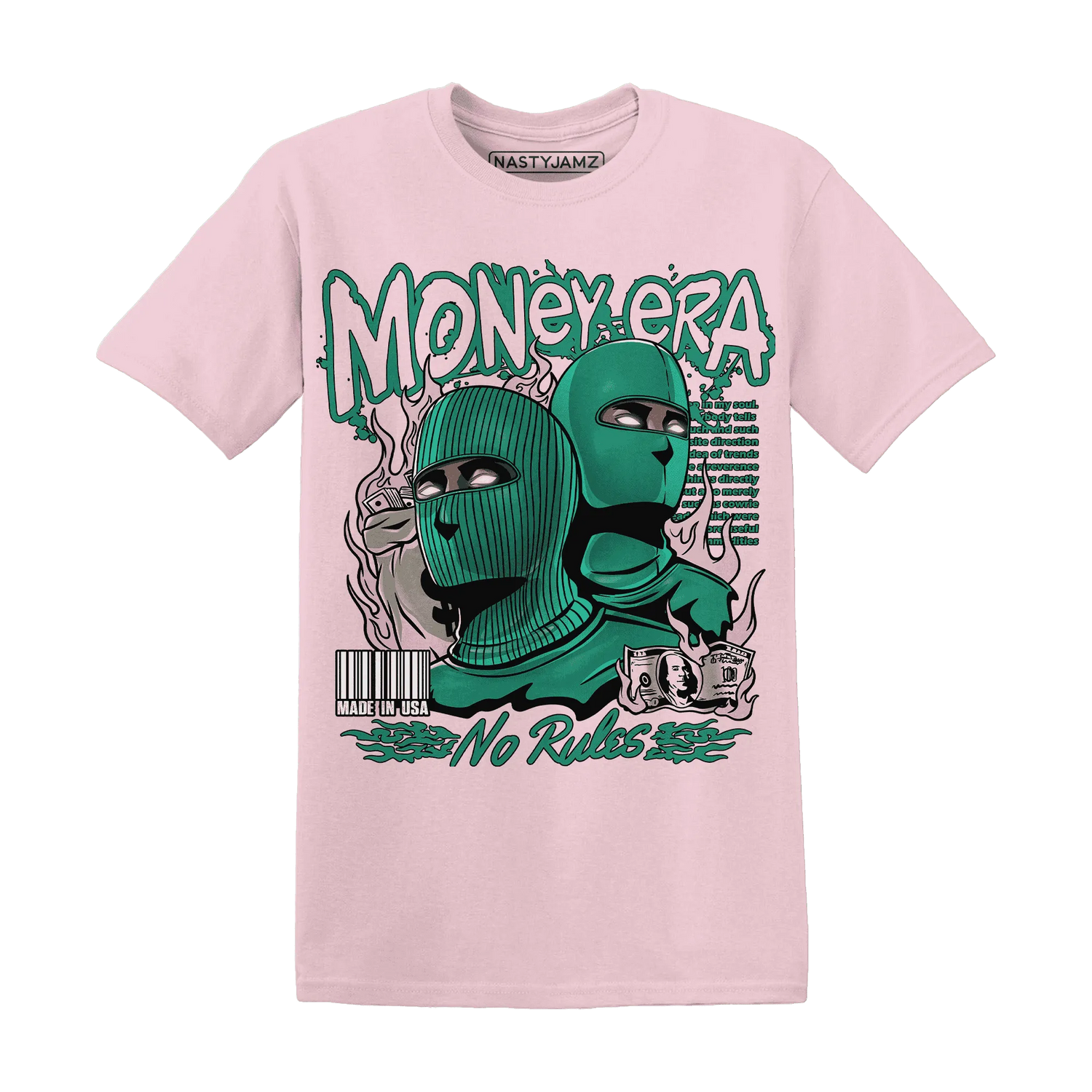 NastyJamz-Dunk-Pink-Malachite-Medium-Soft-Low-Sail-T-Shirt-Match-Money-Era