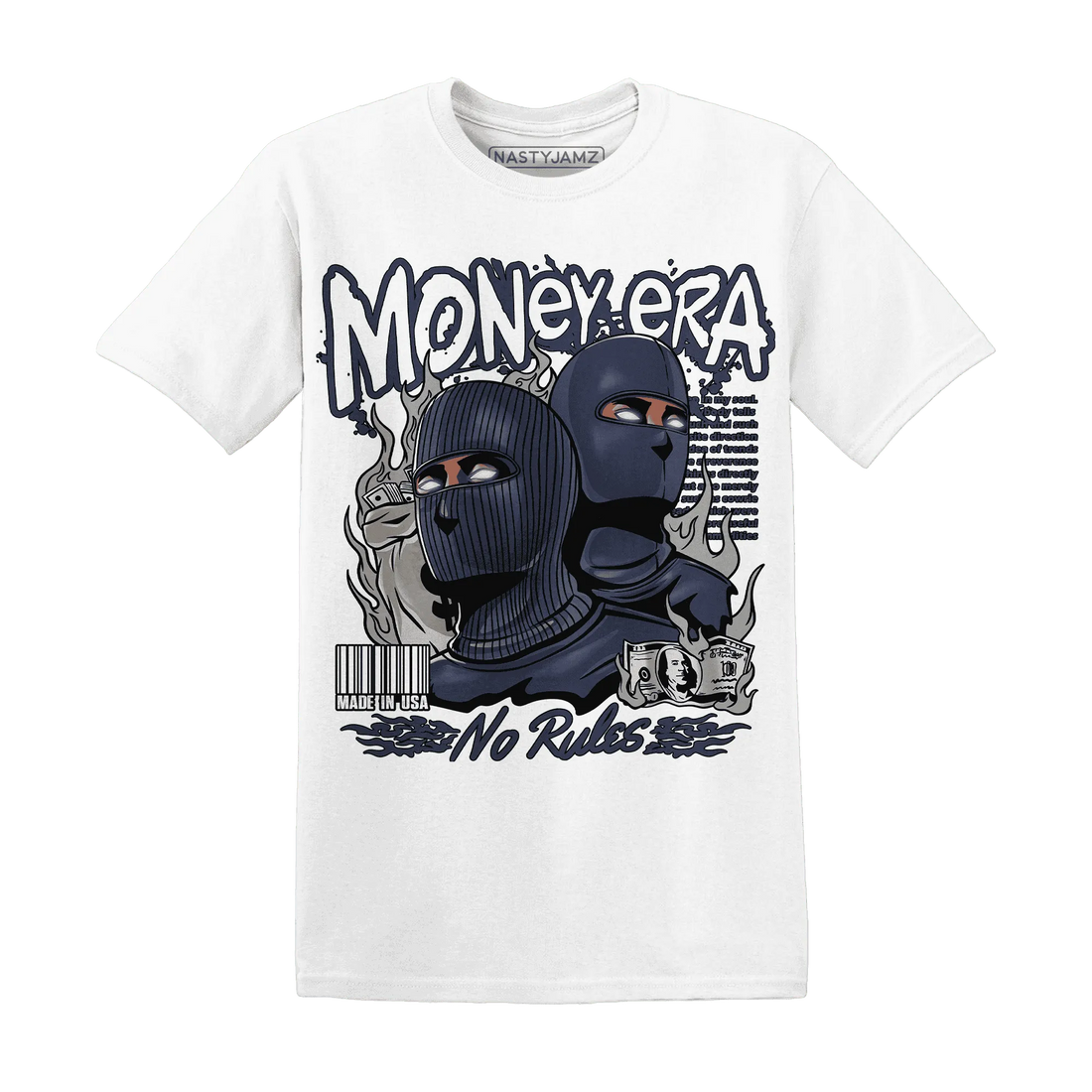 VaporMax-Plus-Midnight-Navy-White-Metallic-Silver-NastyJamz-T-Shirt-Match-Money-Era