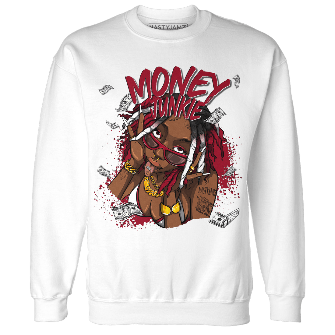 Retro Red Taxi 12s Sweatshirt Match Money Junkie - NastyJamz