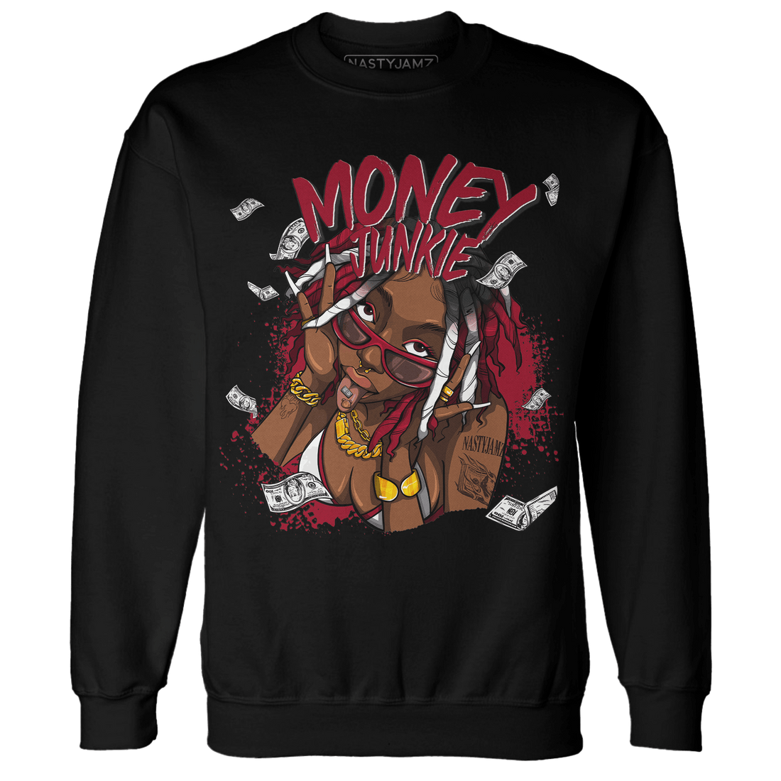 Retro Red Taxi 12s Sweatshirt Match Money Junkie - NastyJamz