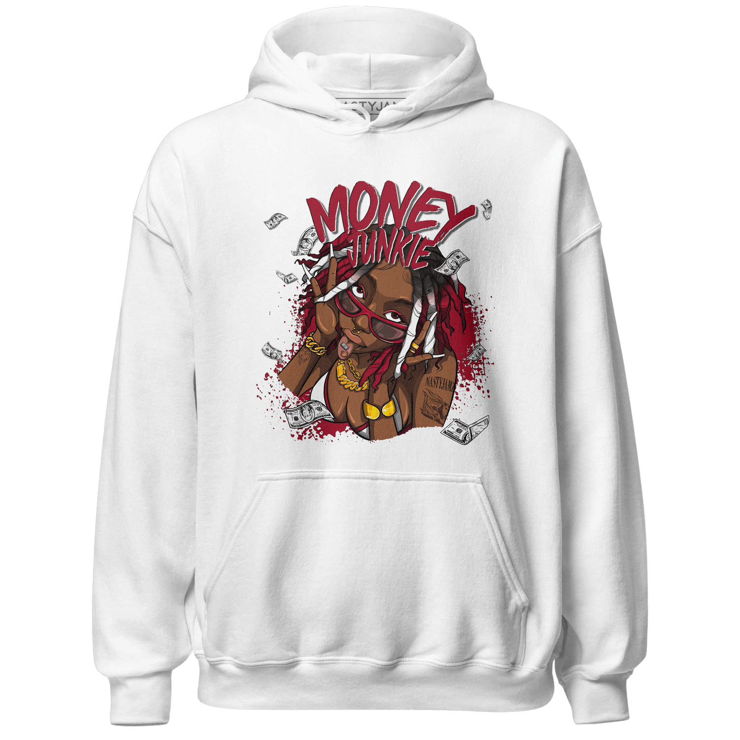 Retro Red Taxi 12s Hoodie Match Money Junkie - NastyJamz