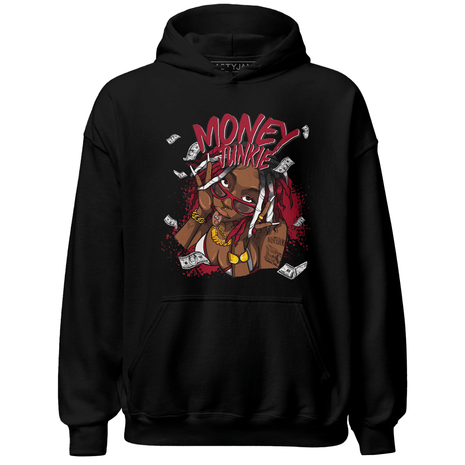 Retro Red Taxi 12s Hoodie Match Money Junkie - NastyJamz