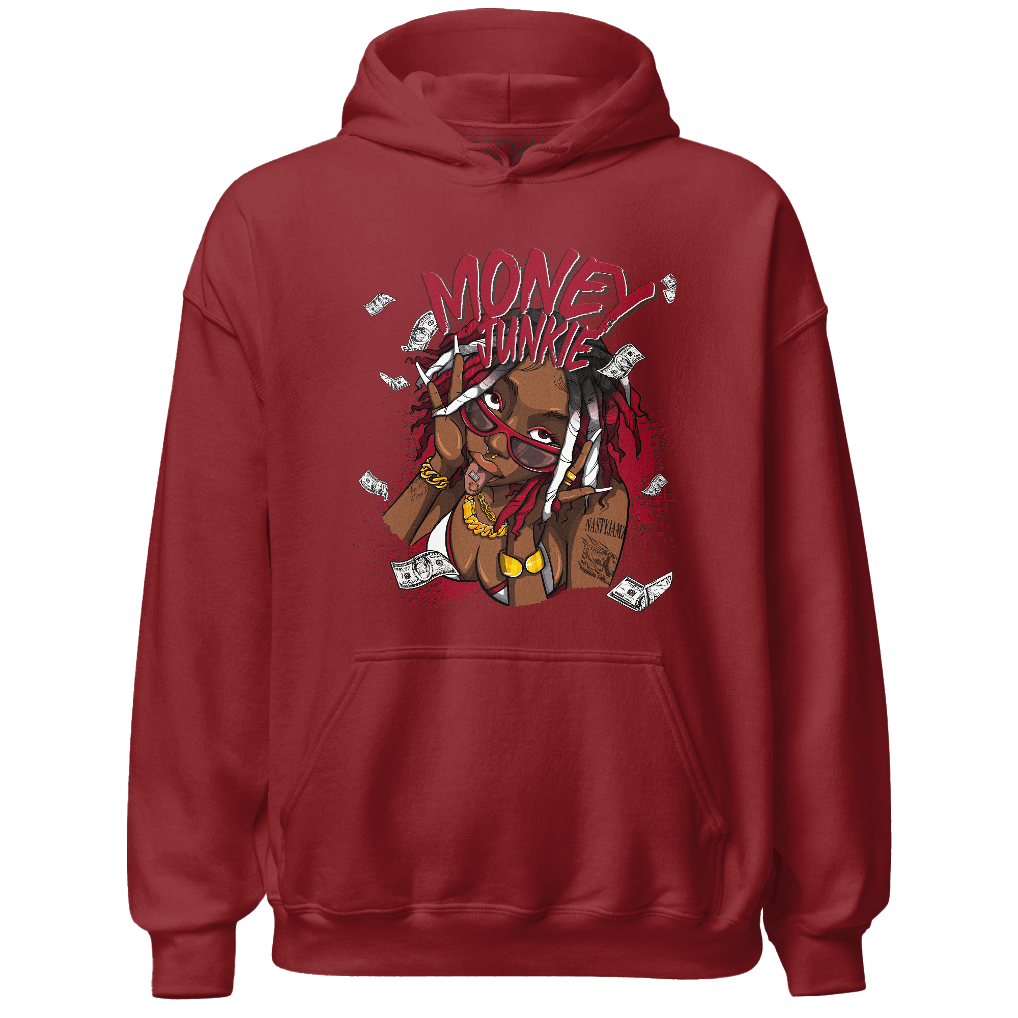Retro Red Taxi 12s Hoodie Match Money Junkie - NastyJamz