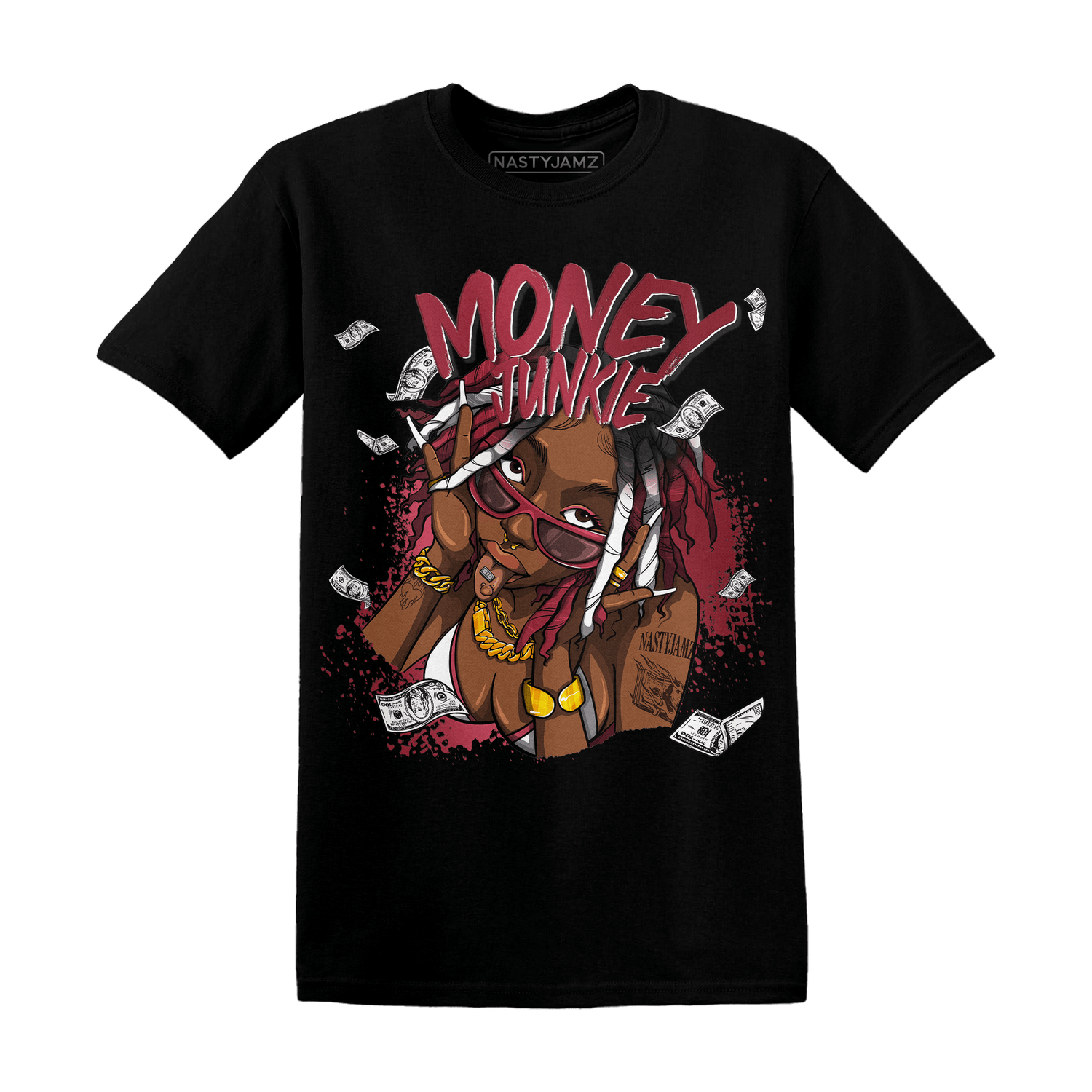 High 85 Metallic Burgundy 1s T Shirt Match Money Junkie - NastyJamz