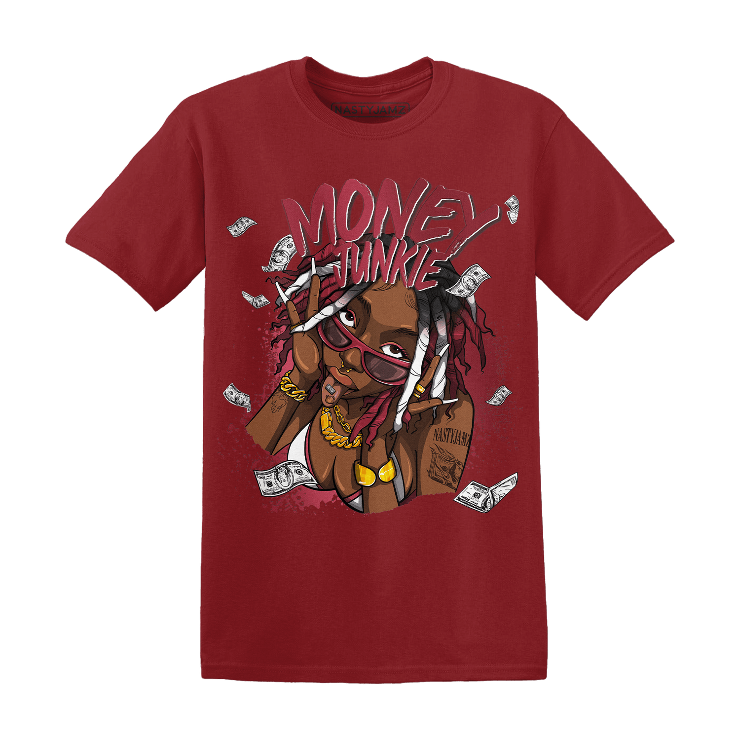 High 85 Metallic Burgundy 1s T Shirt Match Money Junkie - NastyJamz