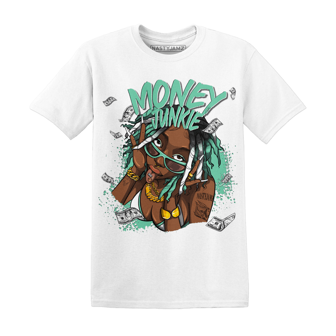 High OG Green Glow 1s T Shirt Match Money Junkie - NastyJamz