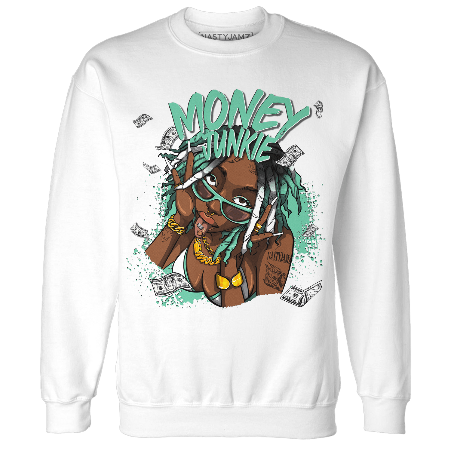 High OG Green Glow 1s Sweatshirt Match Money Junkie - NastyJamz