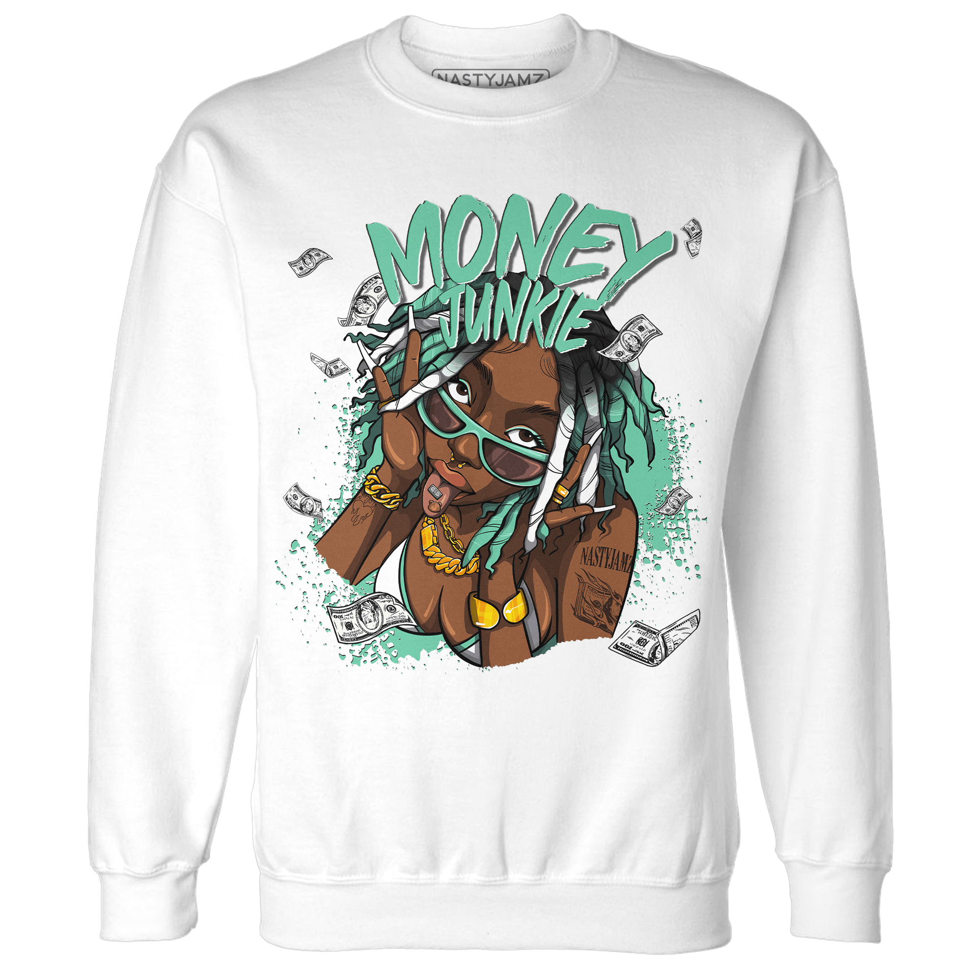 High OG Green Glow 1s Sweatshirt Match Money Junkie - NastyJamz