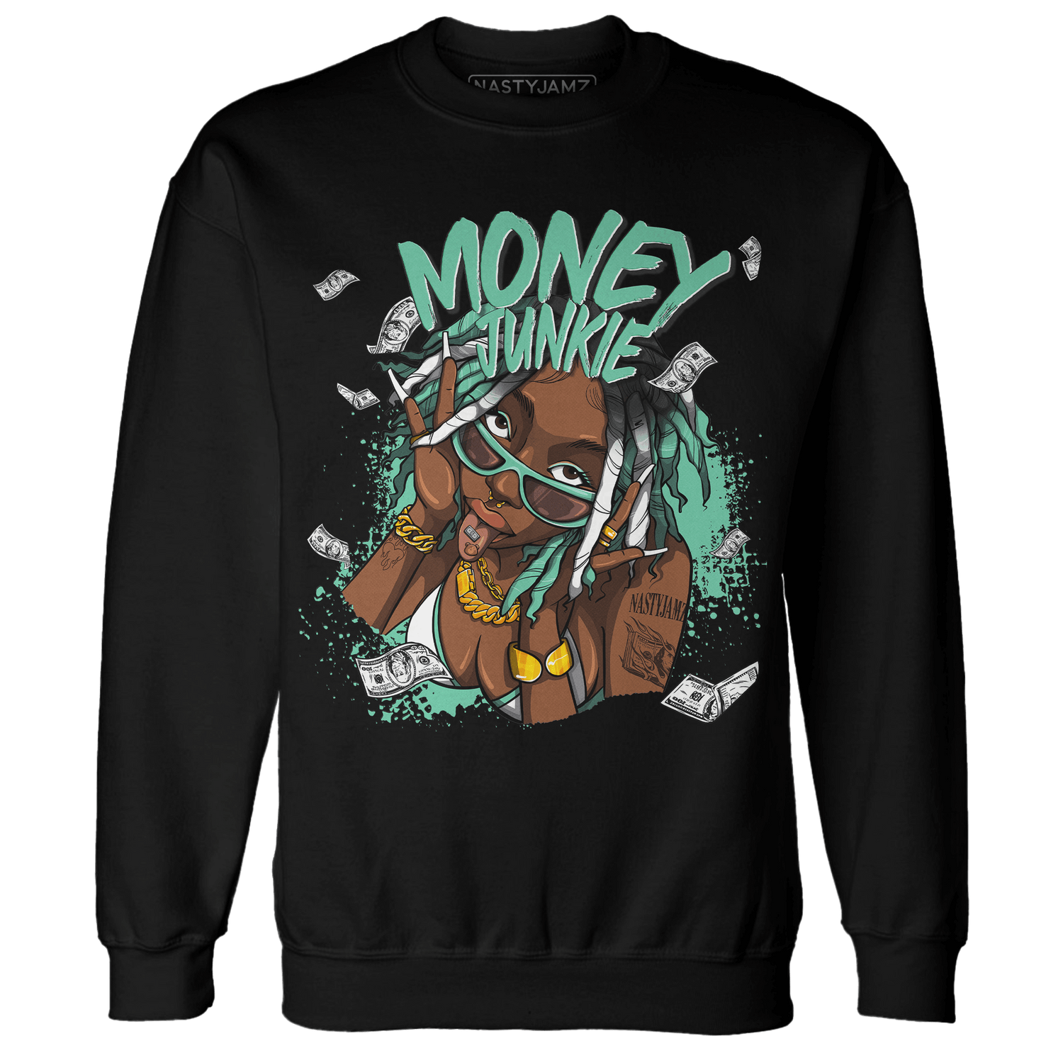 High OG Green Glow 1s Sweatshirt Match Money Junkie - NastyJamz