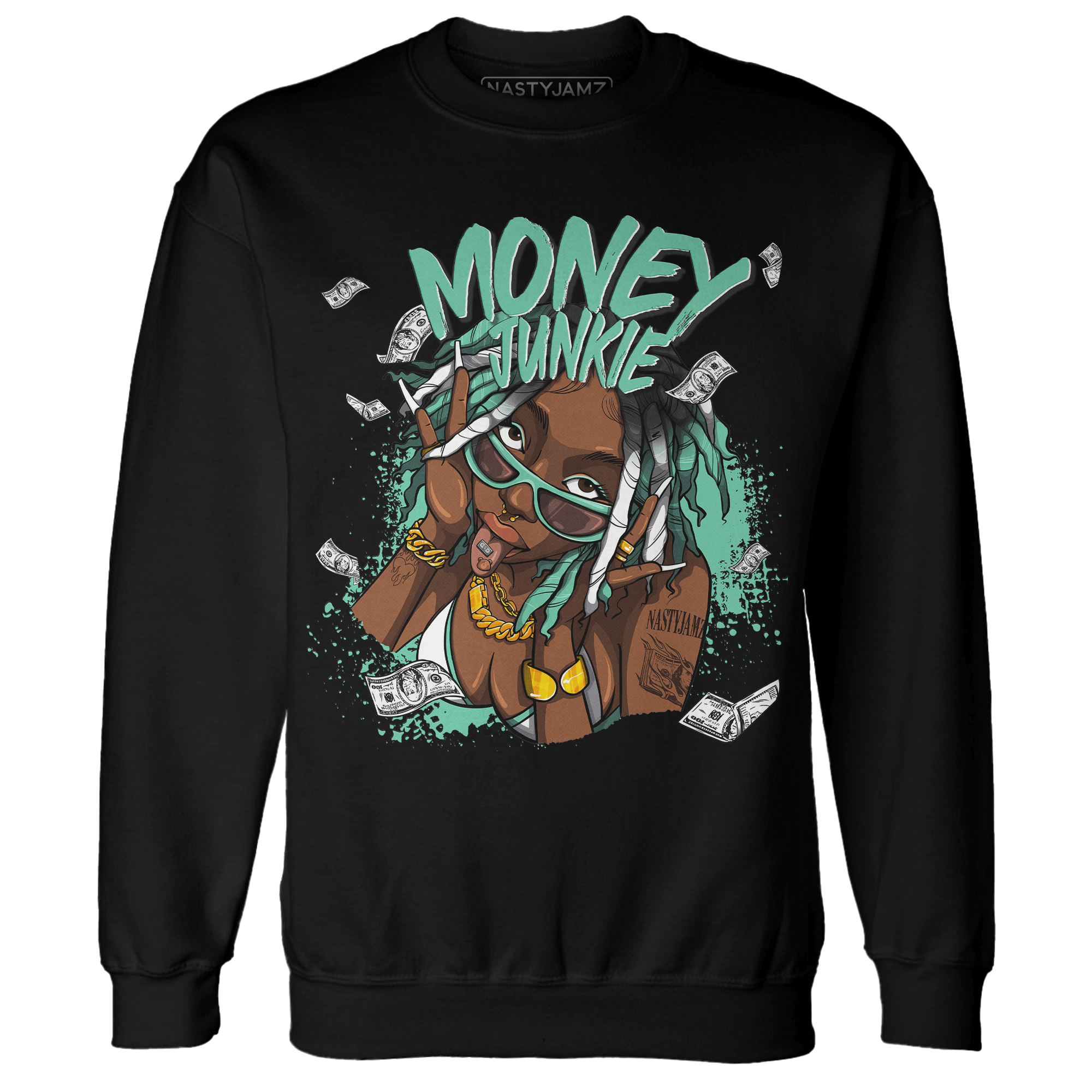 High OG Green Glow 1s Sweatshirt Match Money Junkie - NastyJamz