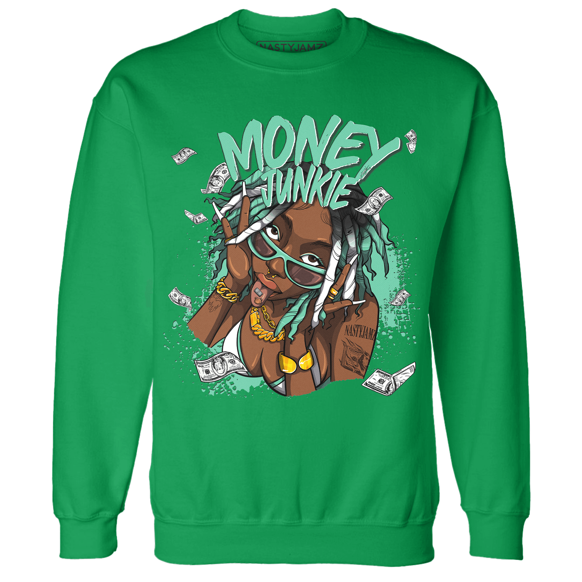 High OG Green Glow 1s Sweatshirt Match Money Junkie - NastyJamz