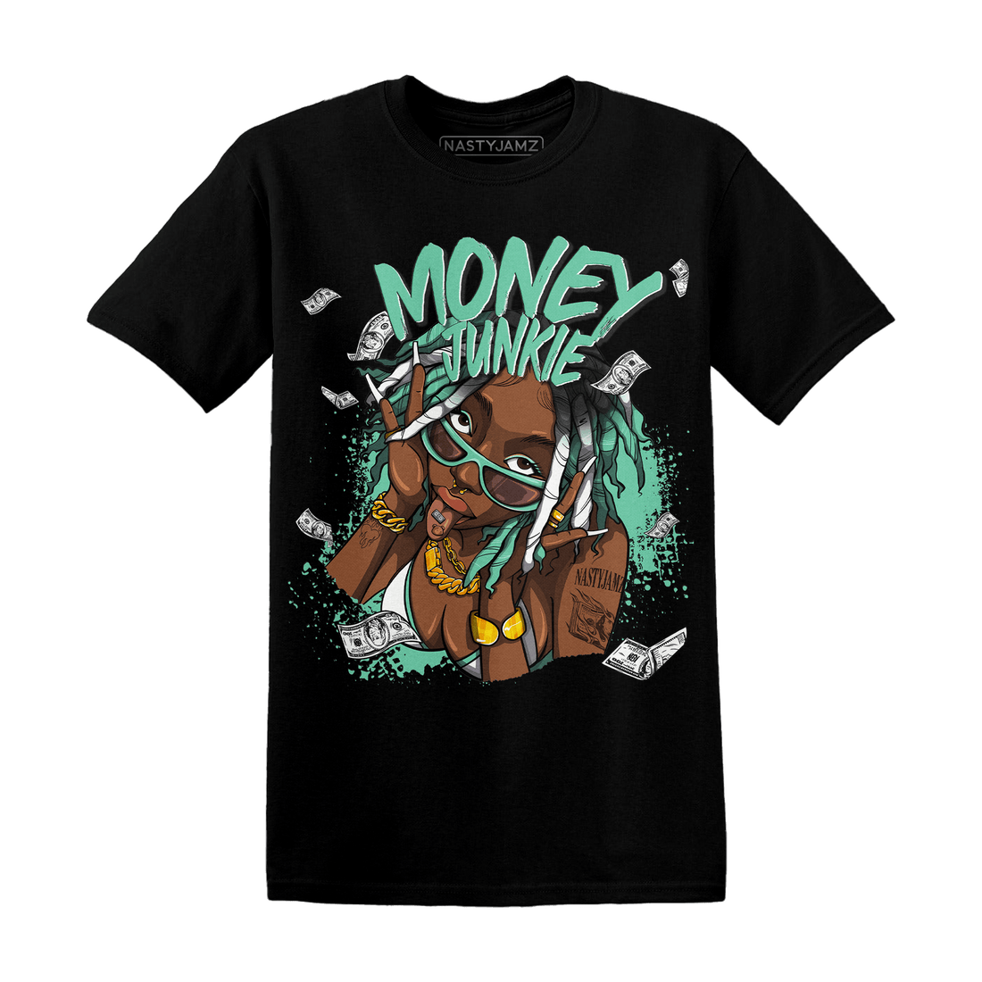 High OG Green Glow 1s T Shirt Match Money Junkie - NastyJamz