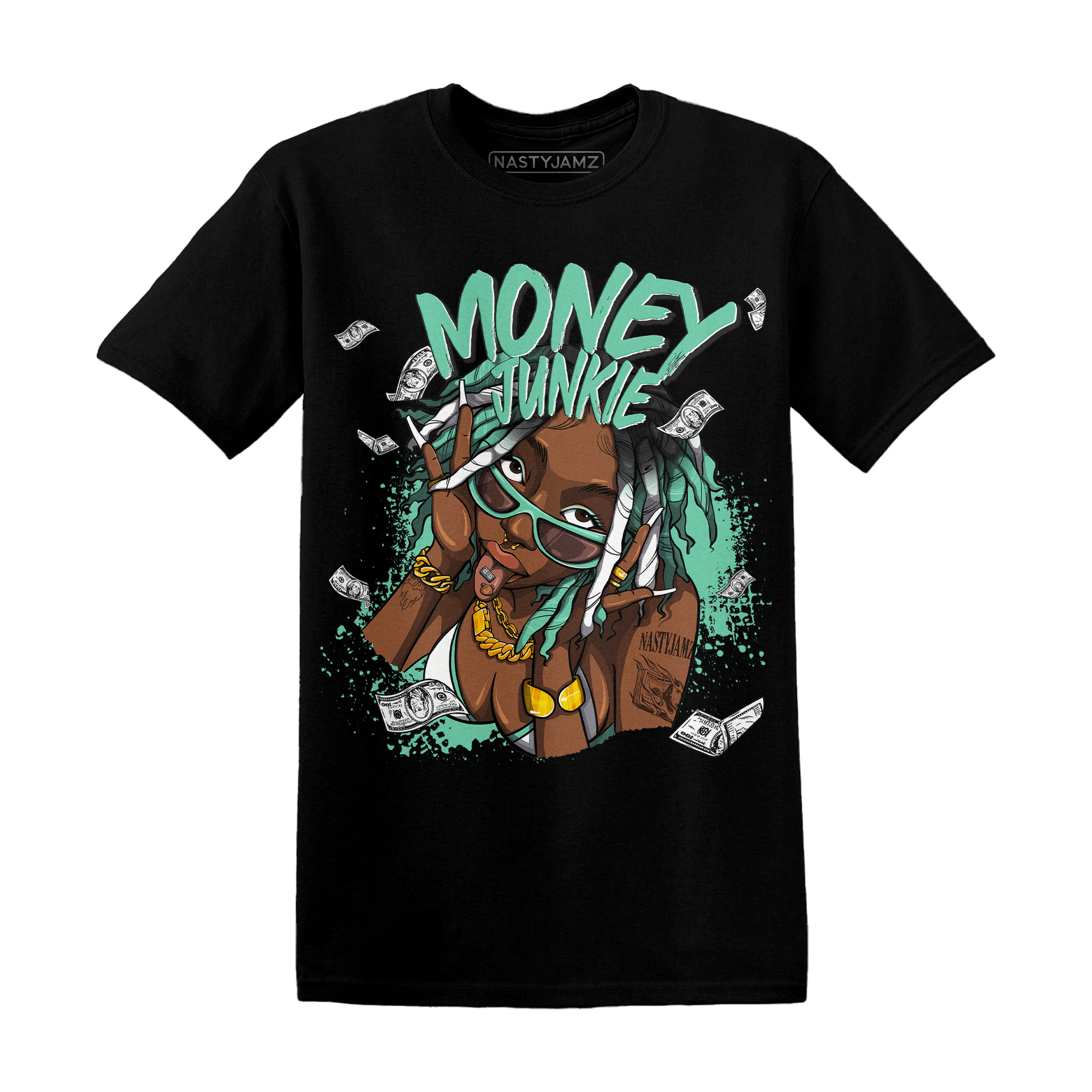 High OG Green Glow 1s T Shirt Match Money Junkie - NastyJamz