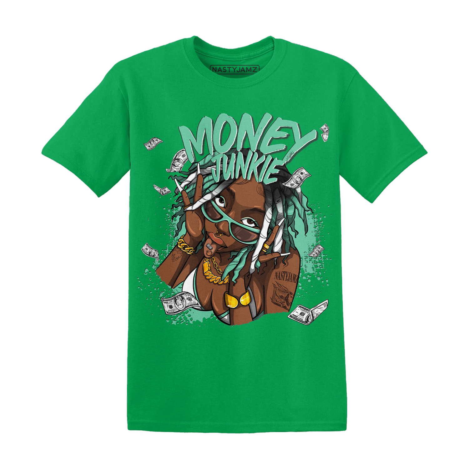 High OG Green Glow 1s T Shirt Match Money Junkie - NastyJamz