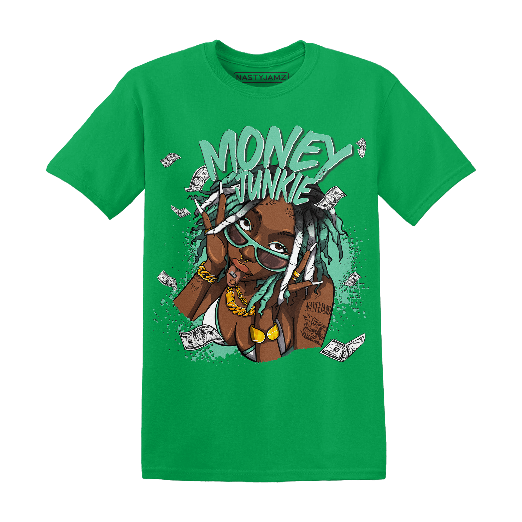 High OG Green Glow 1s T Shirt Match Money Junkie - NastyJamz