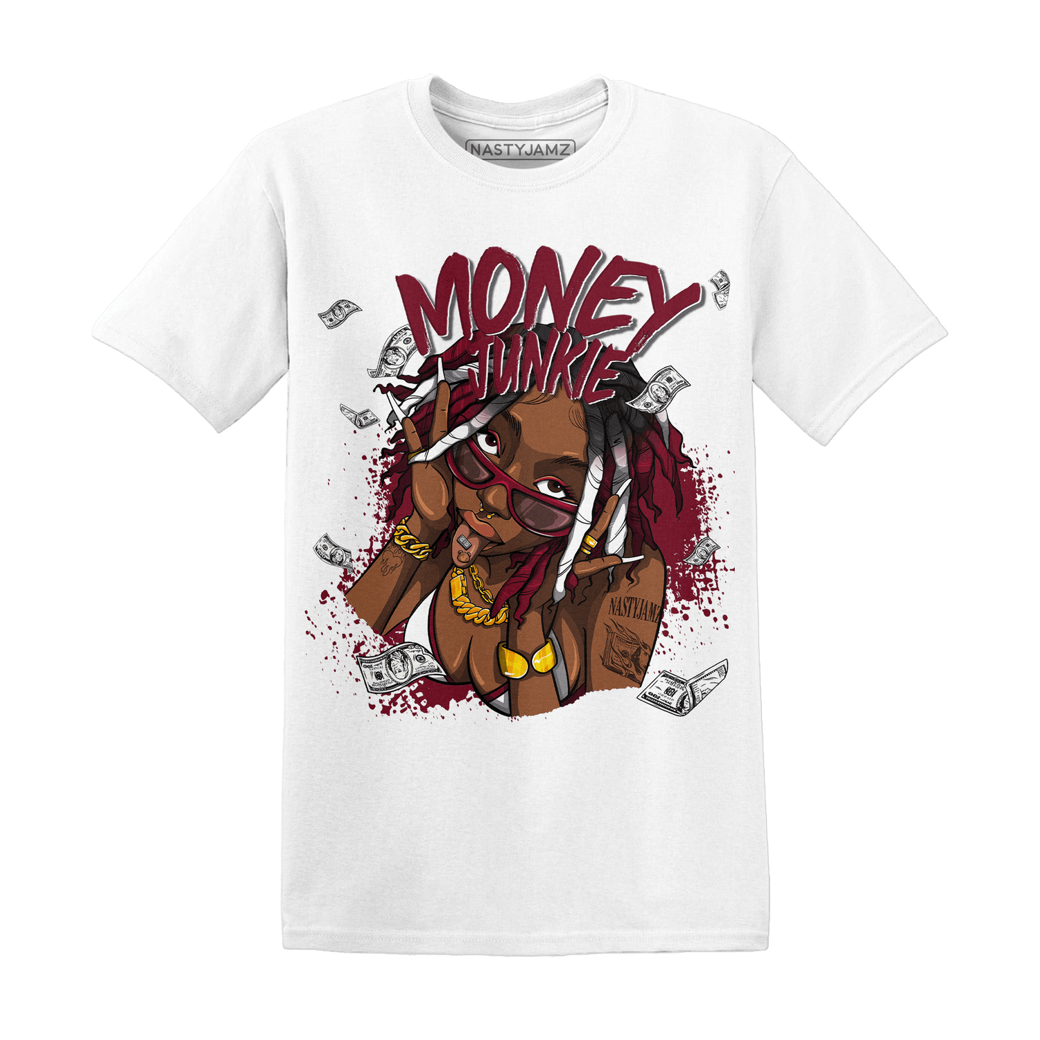 High White Team Red 1s T Shirt Match Money Junkie - NastyJamz