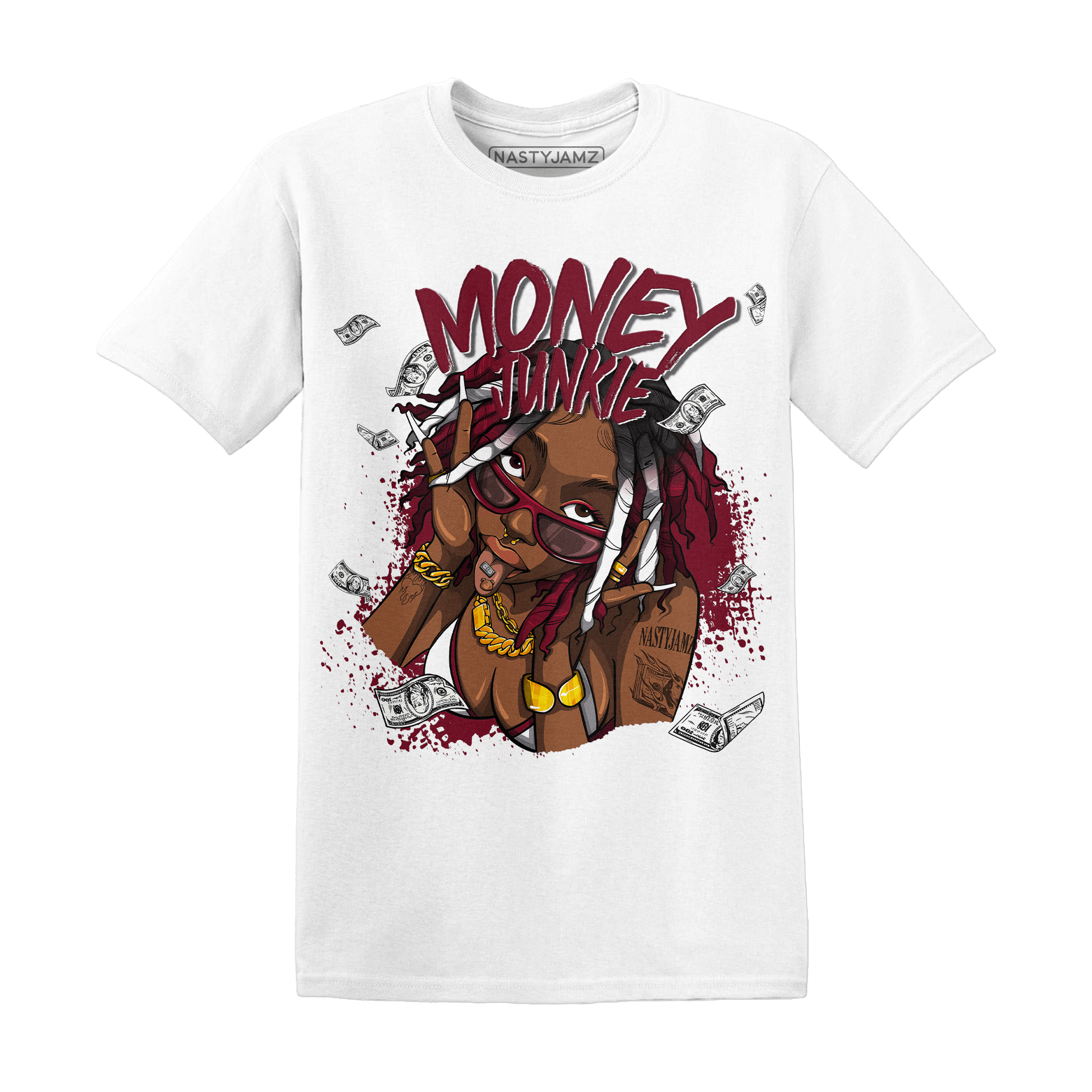 High White Team Red 1s T Shirt Match Money Junkie - NastyJamz