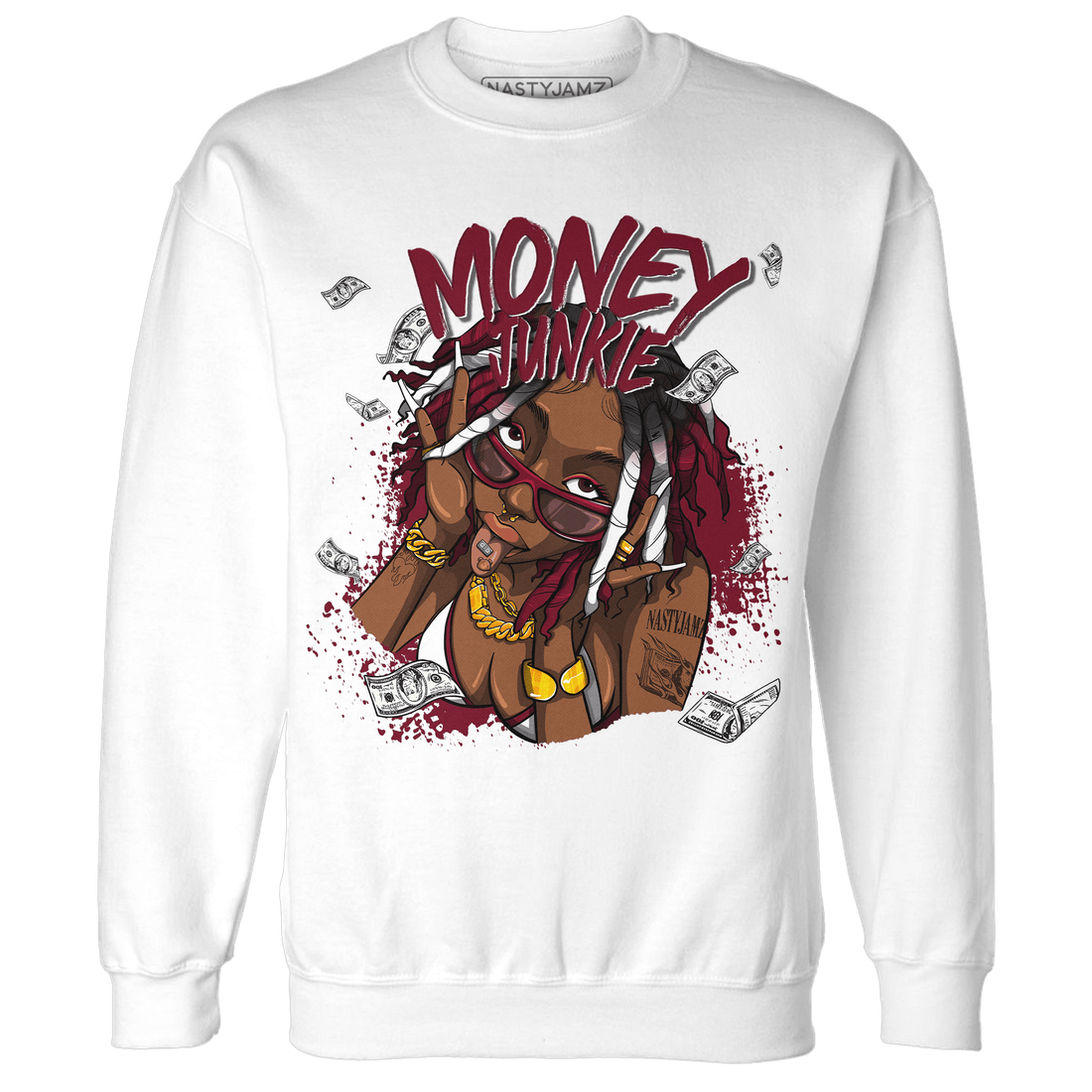 High White Team Red 1s Sweatshirt Match Money Junkie - NastyJamz
