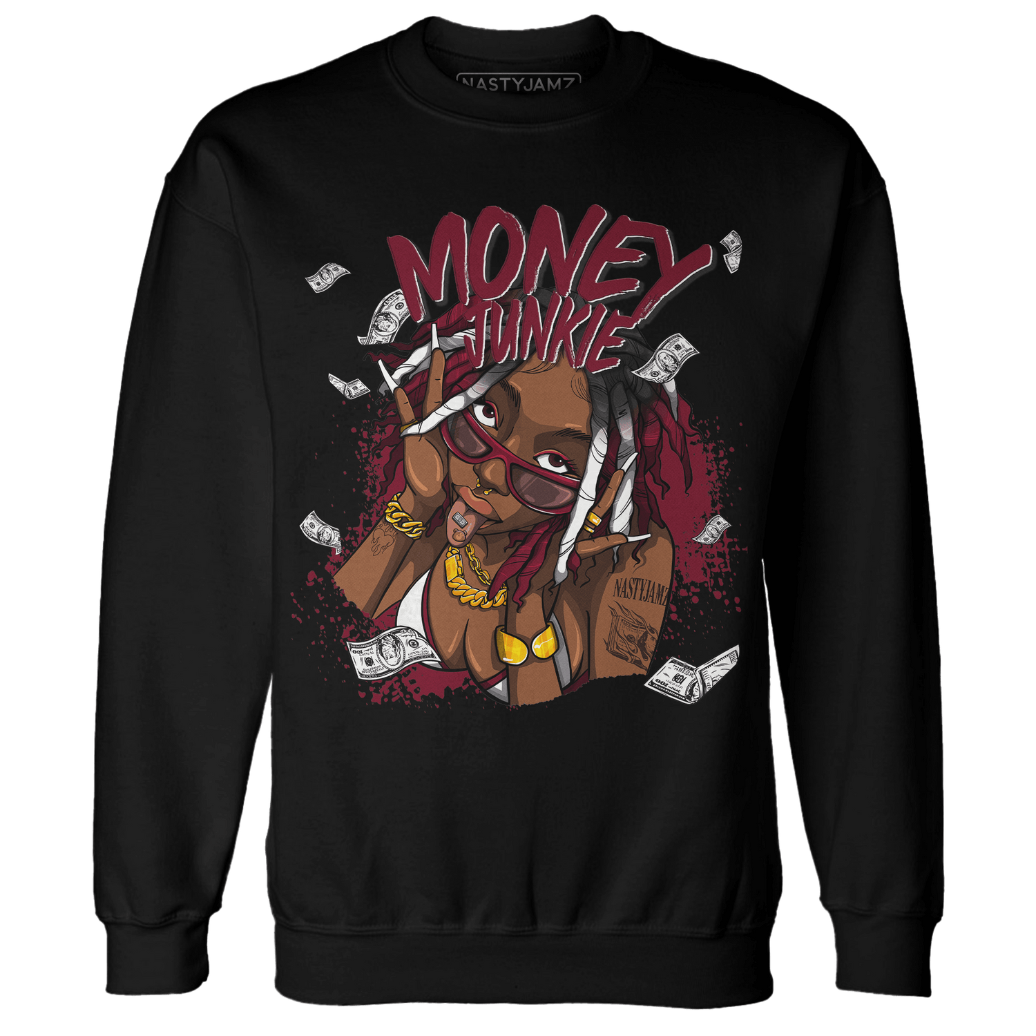 High White Team Red 1s Sweatshirt Match Money Junkie - NastyJamz