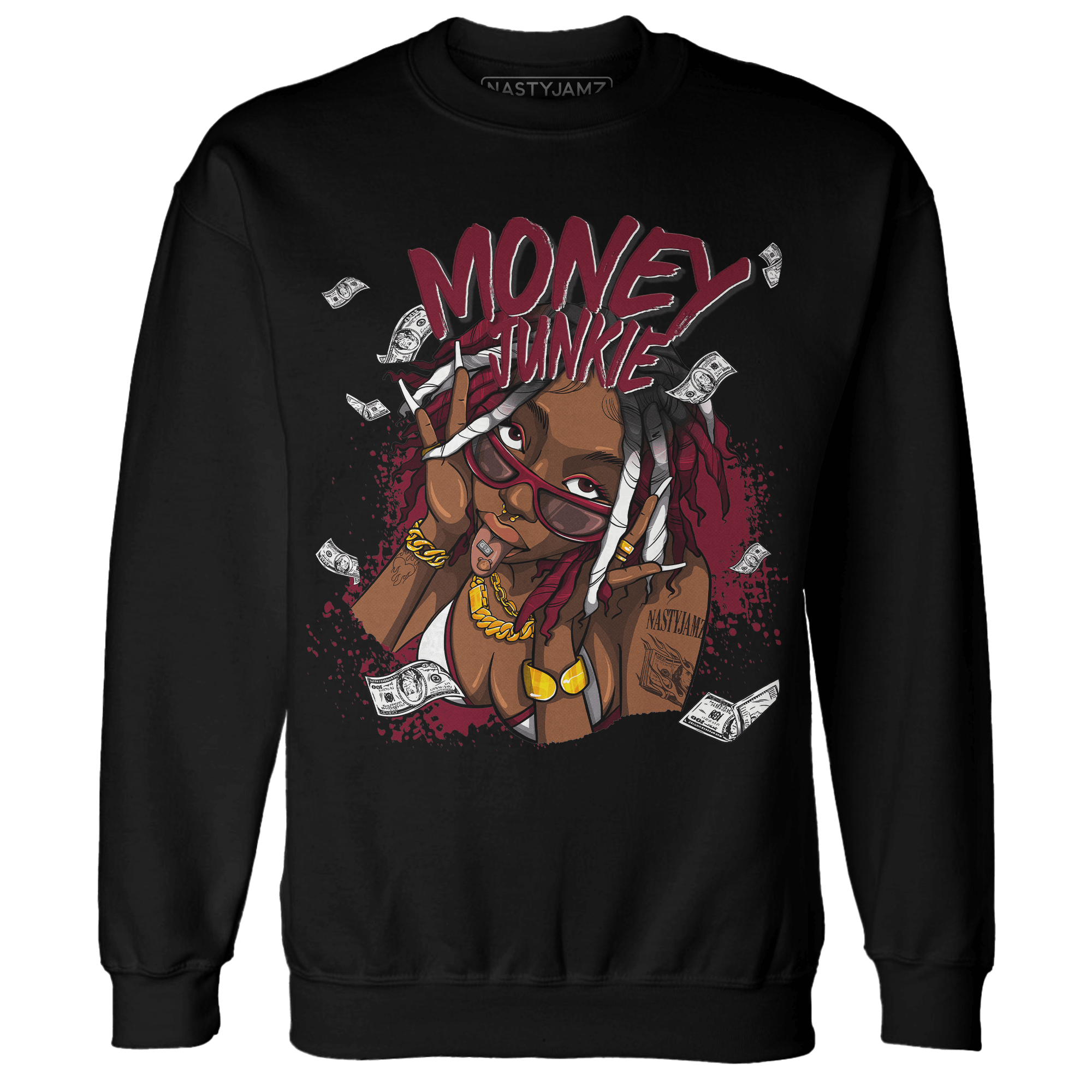 High White Team Red 1s Sweatshirt Match Money Junkie - NastyJamz