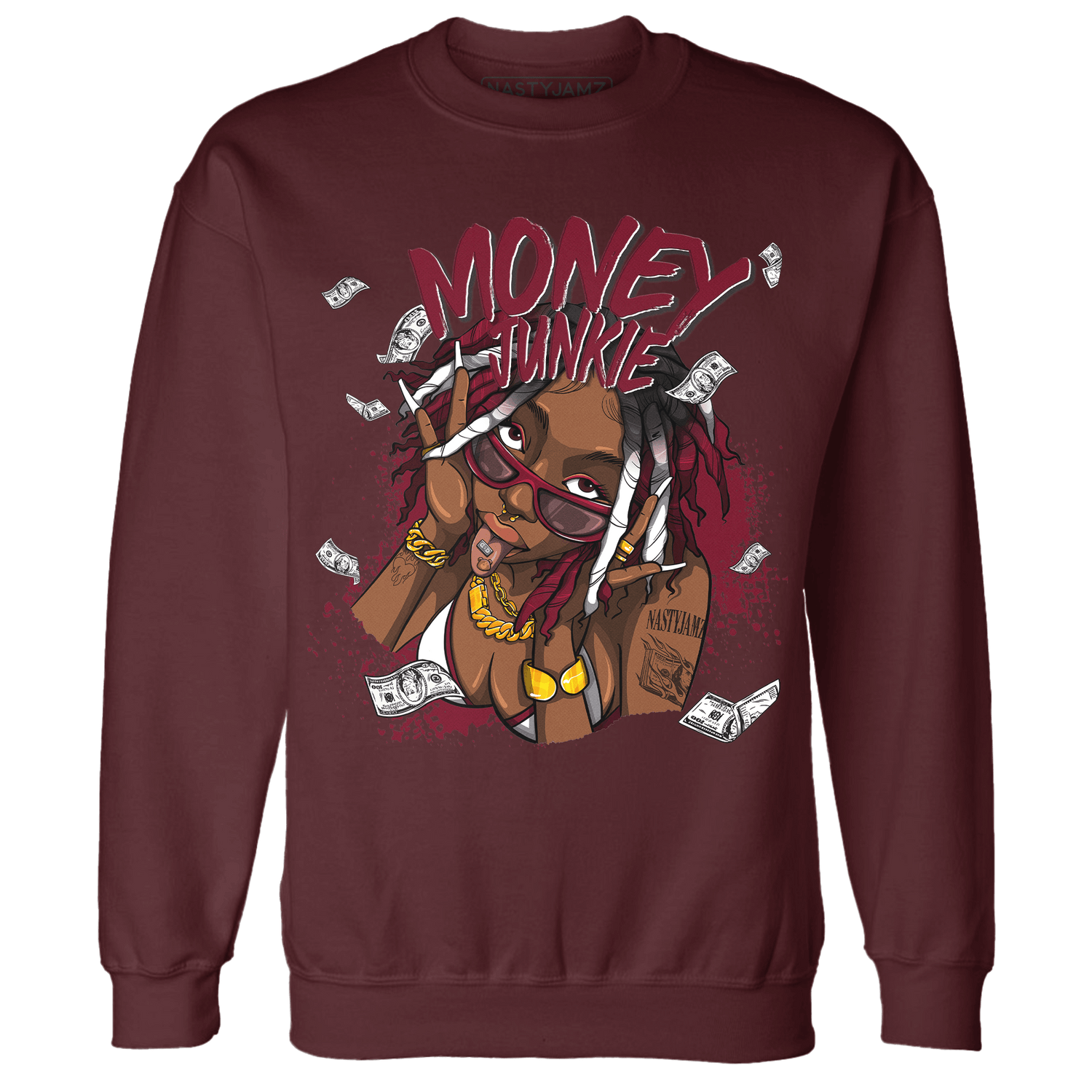 High White Team Red 1s Sweatshirt Match Money Junkie - NastyJamz